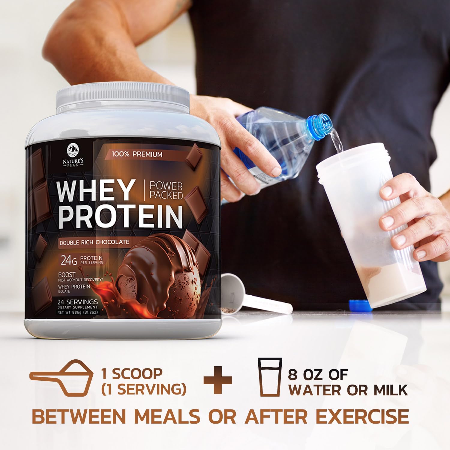 Nature's Premium 100% Whey Protein Powder, 24g of Protein, Double Rich Chocolate Nature's Peak buy supplements canada