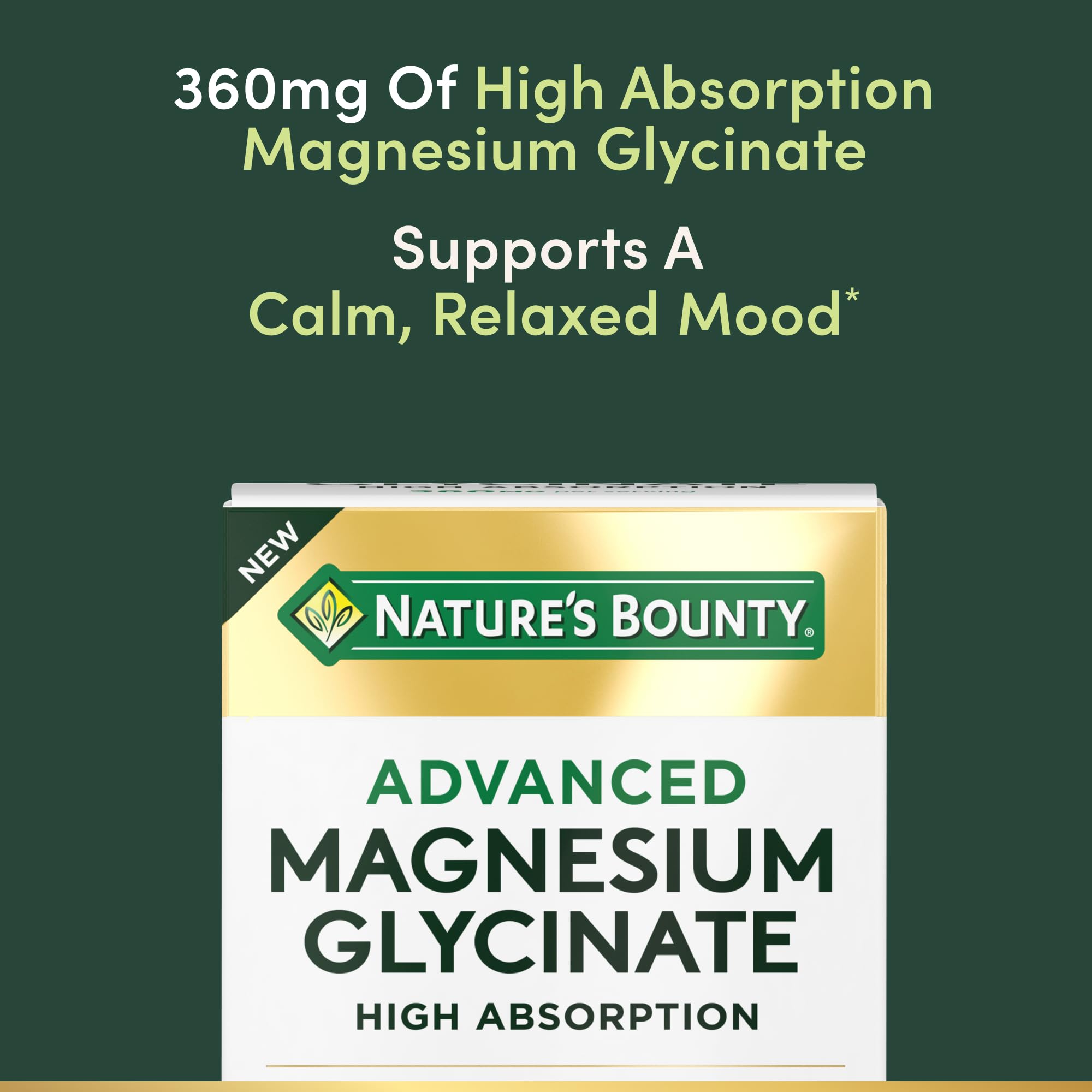 Nature's Bounty Calm Magnesium Glycinate Supplement - High Absorption Magnesium for Relaxed Mood, Heart & Bone Health, 90 Capsules Nature's Bounty buy supplements canada