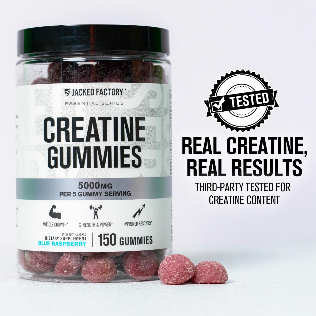 Jacked Factory Creatine Gummies 5g Daily Dose (1g per Gummy) - Creatine Gummy for Men and Women, Vegan-Friendly, Travel-Friendly, Third-Party Tested - 150 Gummies, Blue Raspberry Jacked Factory buy supplements canada