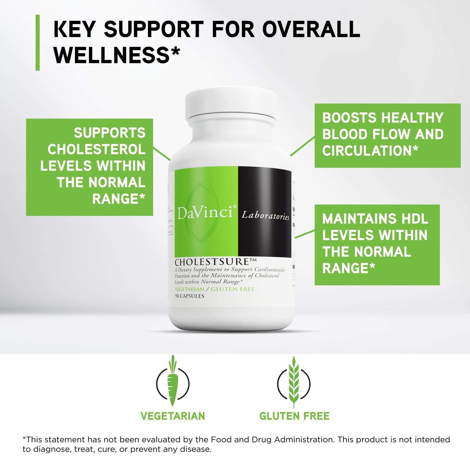 DAVINCI Labs CholestSure Supplement - Supports Cardiovascular Function - Helps Maintain Healthy Cholesterol Levels in a Normal Range - with CoQ10 - Gluten Free - 90 Vegetarian Capsules DAVINCI buy supplements canada