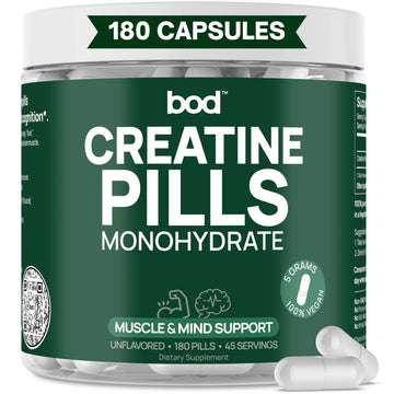 BOD Creatine Monohydrate Capsules – 45 Servings (4 Capsules = 5 g) – Ultra-Pure 200 Mesh Creatine Monohydrate – Strength, Power, Muscle Growth & Recovery Bod buy supplements canada