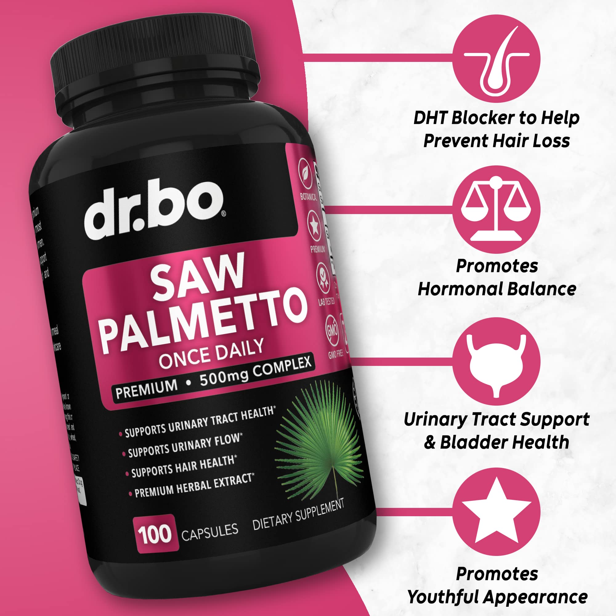 Saw Palmetto for Women Hair Loss - DHT Blocker for Women Hair Growth Plus Bladder DR. BO buy supplements canada