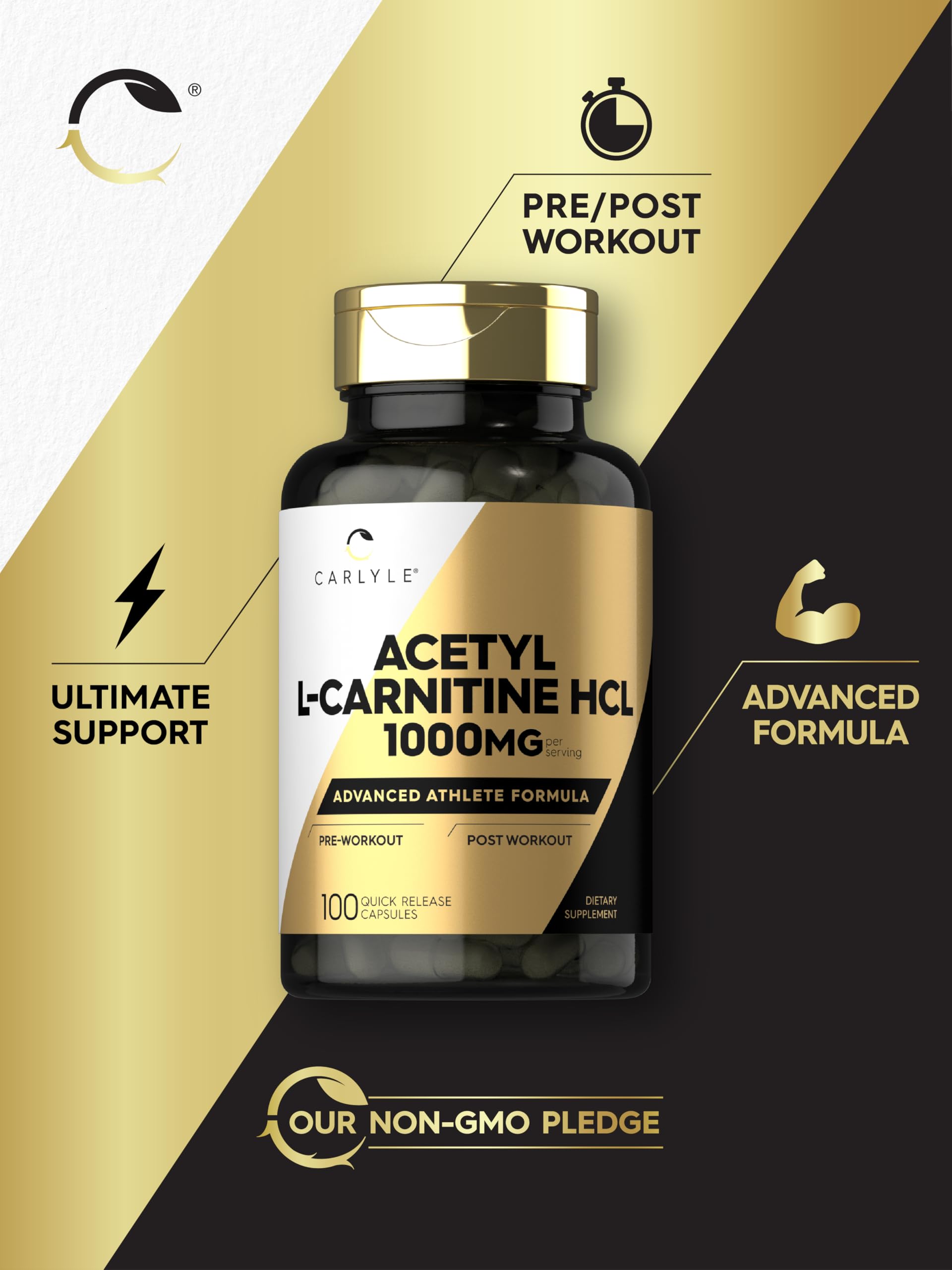 Carlyle Acetyl L-Carnitine HCL | 1000mg | 100 Capsules | Advanced Athlete Formula | Pre-Workout Supplement | Non-GMO & Gluten Free Carlyle buy supplements canada