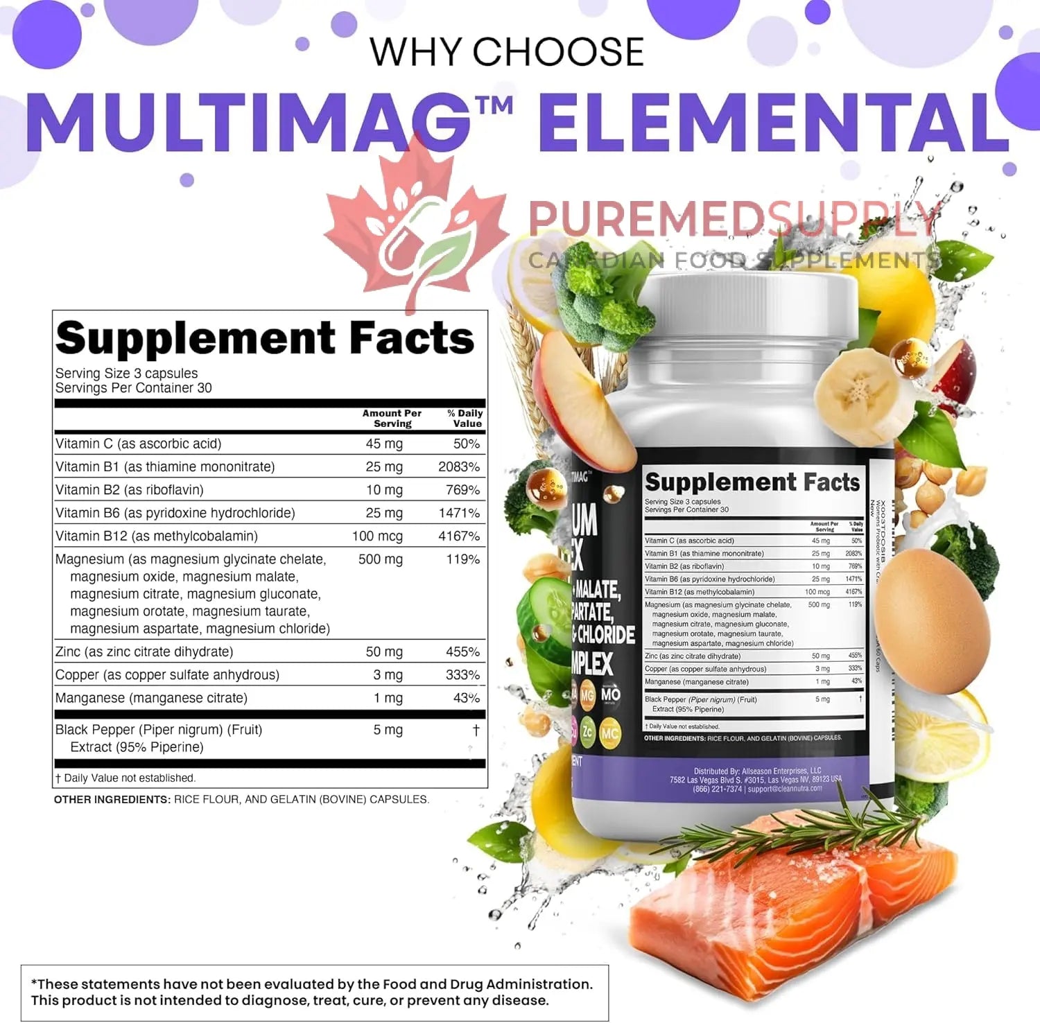 Clean Nutraceuticals Magnesium Complex with Magnesium Glycinate Citrate Malate Oxide Taurate Aspartate Orotate & Mag Chloride, Zinc Copper Manganese (90 Count (Pack of 2)) Clean Nutraceuticals buy supplements canada