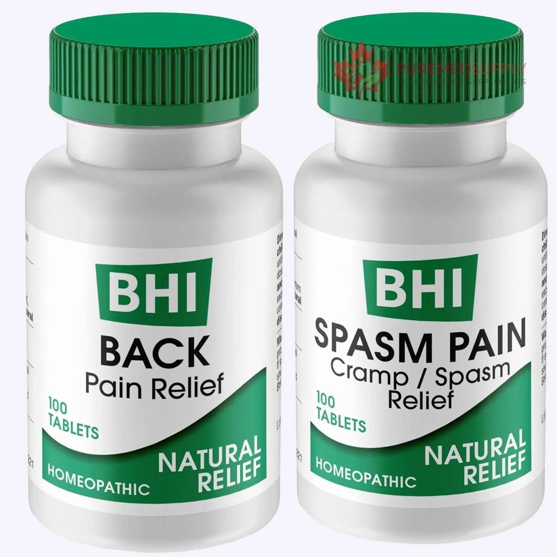 BHI Pain & Spasm Bundle BHI Back Homeopathic Support for Back Pain (100 Tablets) +BHI Spasm, Natural Relief for Cramps & Spasms, Homeopathic Medicine (100 Tablets) MediNatura buy supplements canada