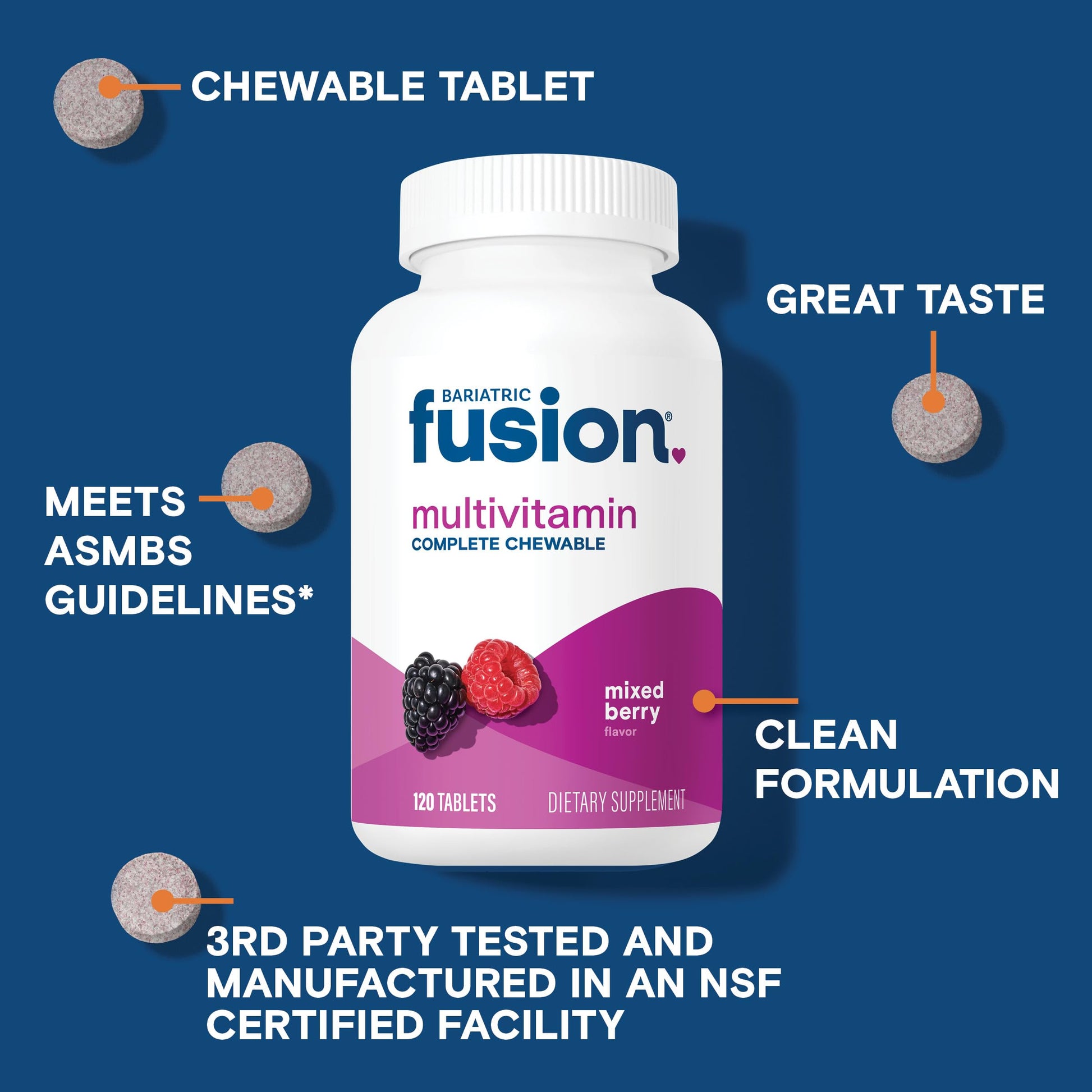 Bariatric Fusion Bariatric Multivitamin with Iron Complete Chewable | Mixed Berry | Post Bariatric Vitamins for Gastric Bypass Bariatric Fusion buy supplements canada