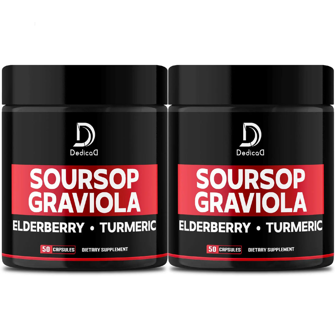 DEDICAD Graviola Soursop Leaves Capsules - 2 Packs 50 Capsules for 100-Day Supply - 11in1 Extract with Elderberry, Turmeric, Ginger, Milk Thistle, Cranberry & More - Support Mood, Immune & Body Health DEDICAD buy supplements canada