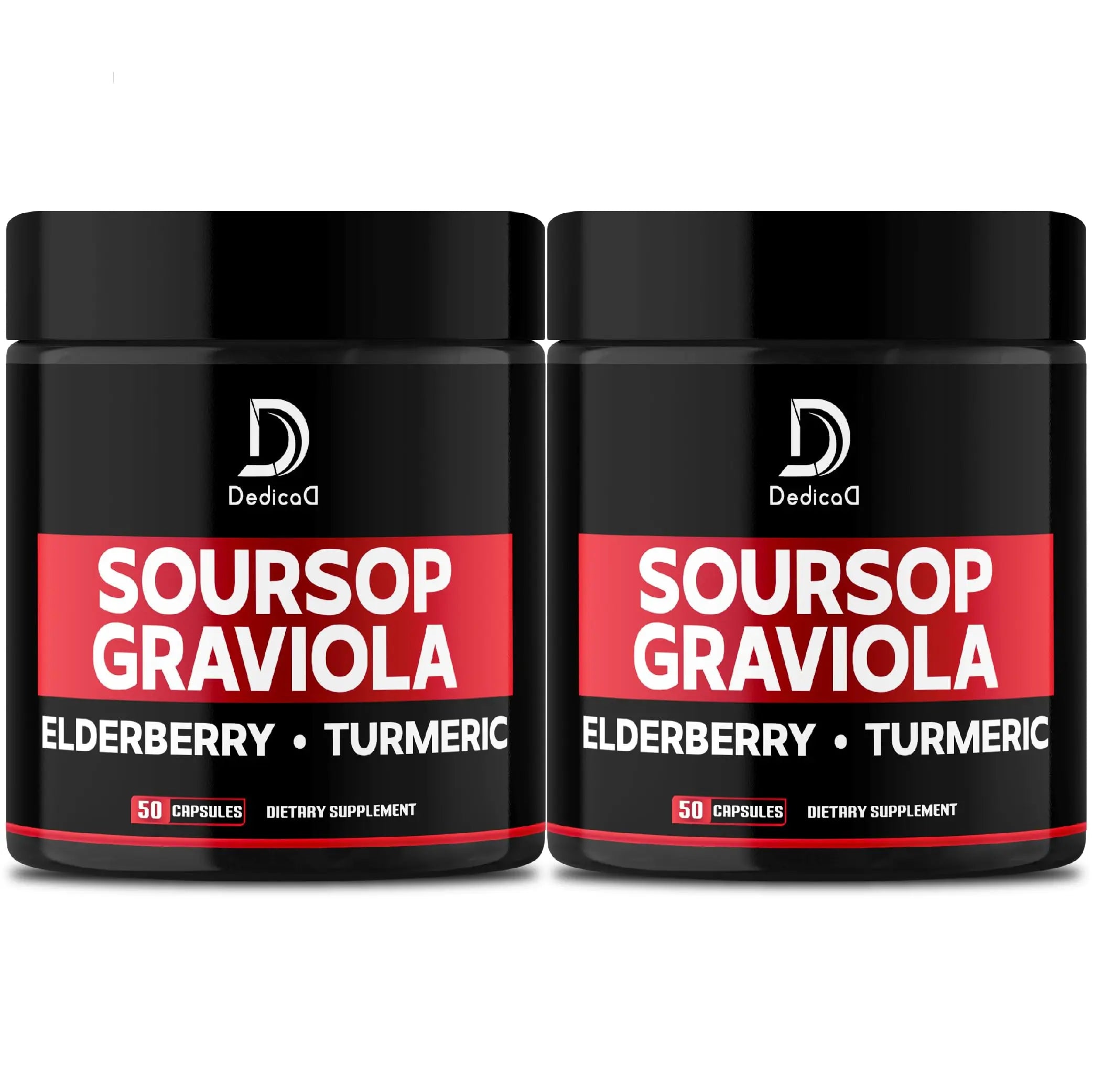 DEDICAD Graviola Soursop Leaves Capsules - 2 Packs 50 Capsules for 100-Day Supply - 11in1 Extract with Elderberry, Turmeric, Ginger, Milk Thistle, Cranberry & More - Support Mood, Immune & Body Health DEDICAD buy supplements canada