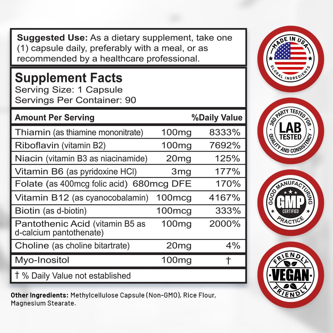 Divine Bounty Super B Complex Vitamins - All B Vitamins Including B12, B1, B2, B3, B5, B6, B7, B9, Folic Acid - Vitamin B Supplement Divine Bounty buy supplements canada