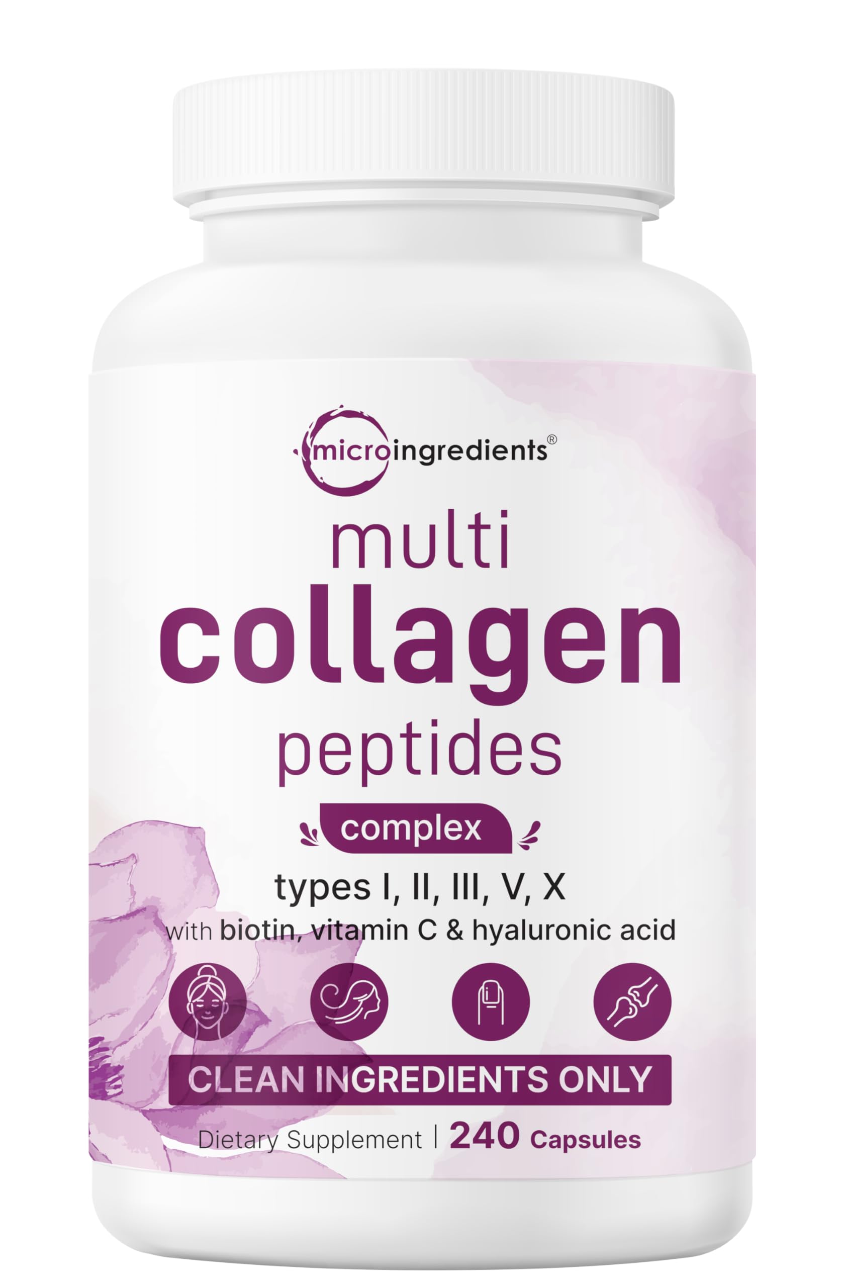 Micro Ingredients Multi Collagen Pills for Women & Men, 240 Capsules | Type I, II, III, V, X | Hydrolyzed Peptides with Biotin, Hyaluronic Acid Micro Ingredients buy supplements canada