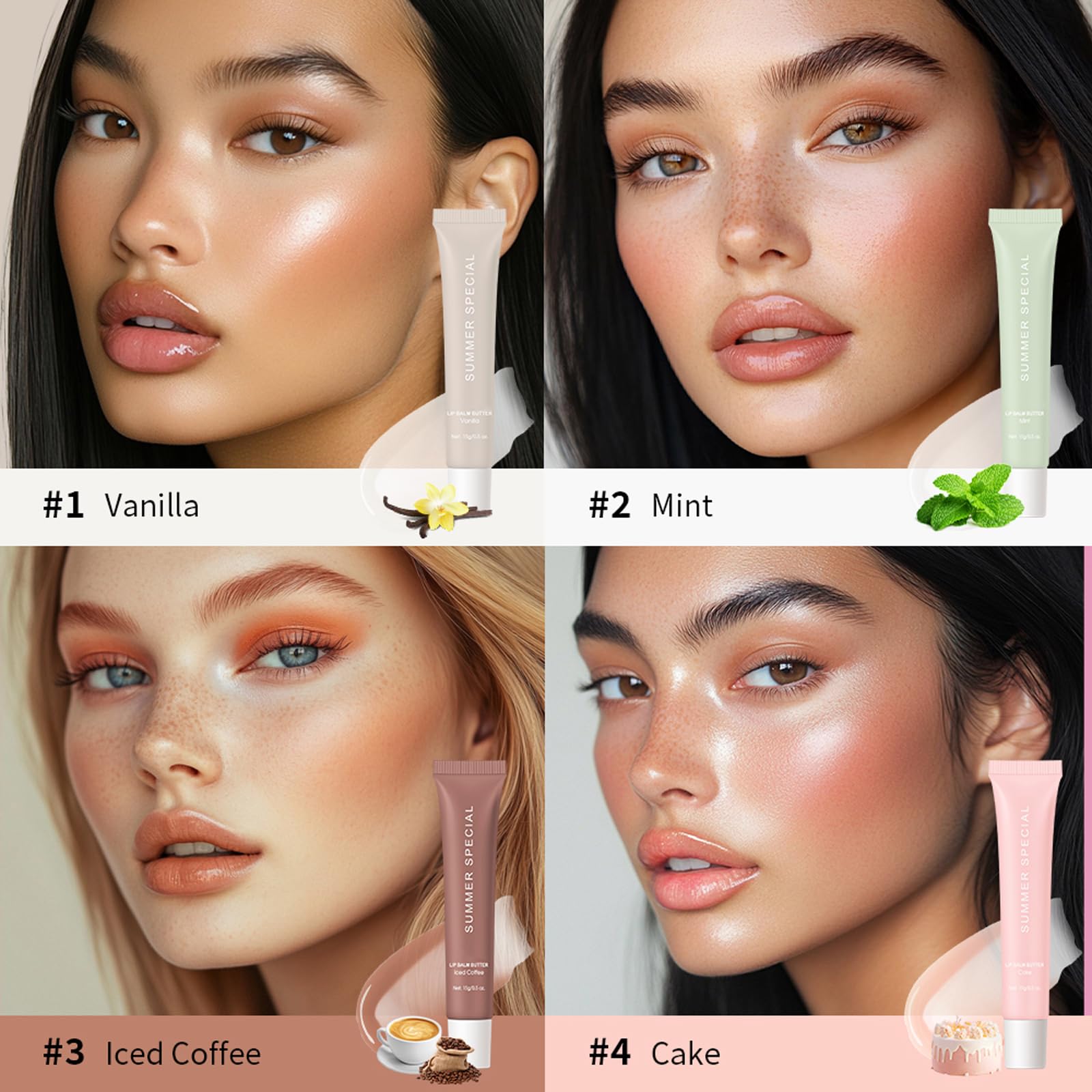 YumSova 4PCS Summer Lip Gloss Lipstick, Containing Natural Oils And Fruit Extracts, Can Soothe And Soften Dry Lips, Keep Moisture For A Long Time, And Is Not Sticky (4PCS) YumSova buy supplements canada