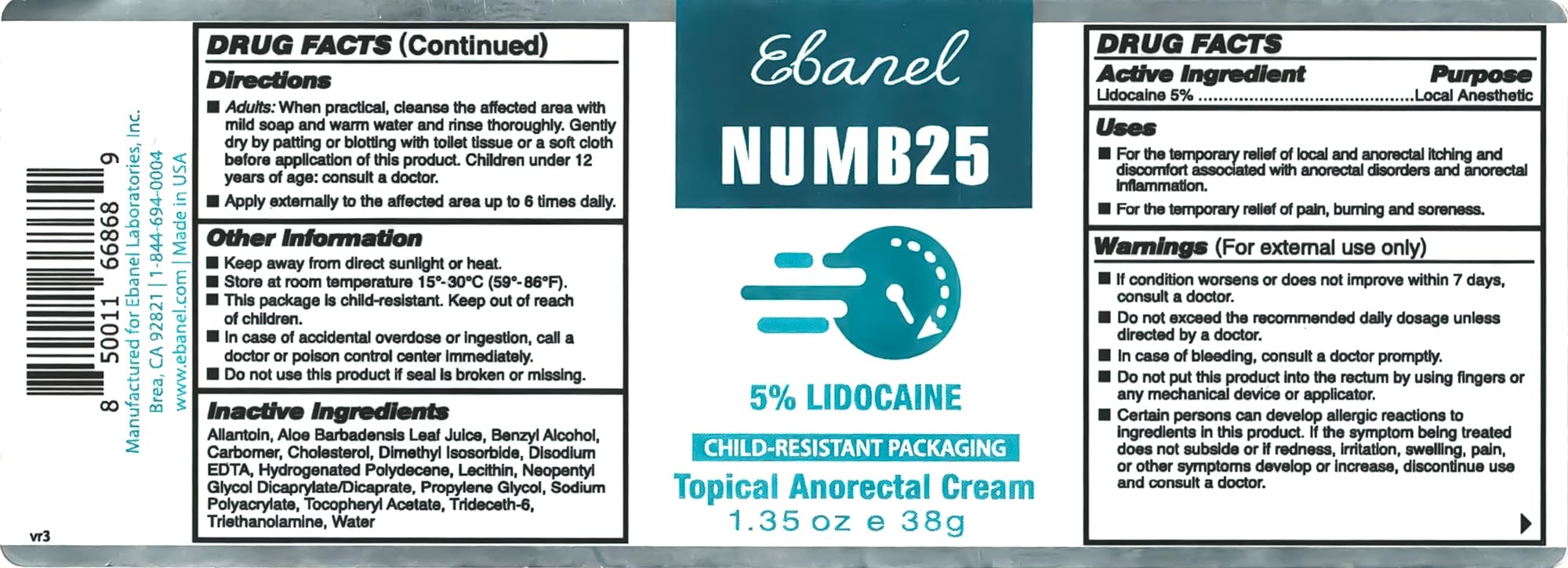 Ebanel 5% Lidocaine Numbing Cream, Pain Relief Burn Itch Numb Cream, Maximum Strength Numb25 Topical Anesthetic with Allantoin, Vitamin E for Local and Anorectal Uses, Hemorrhoid Treatment, 1.35 Oz Aus Healthcare buy supplements canada