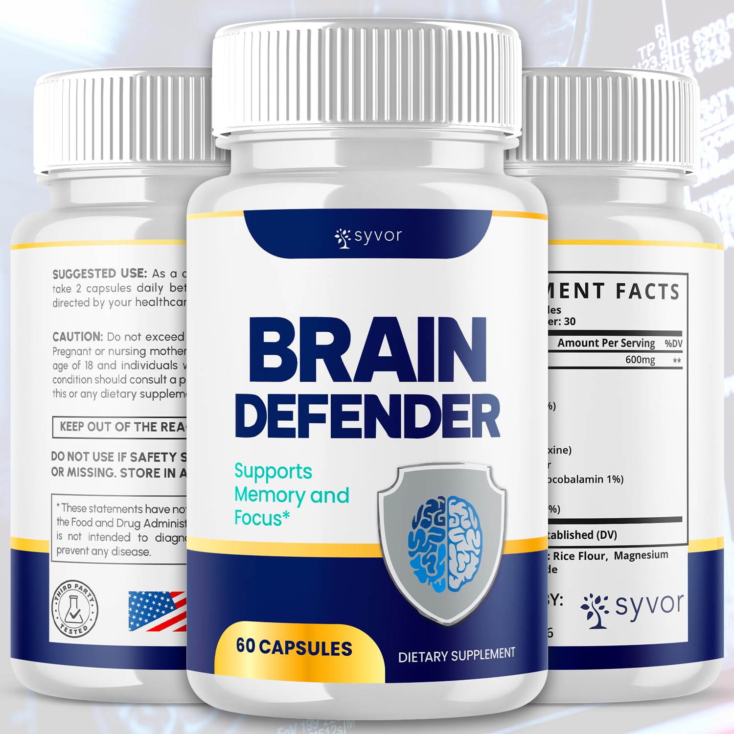 (2 Pack) Brain Defender Supplement Pills, Official Brain Defender Advanced Formula Nootropic Capsules, All Natural Health and Wellness Support Formula Maximum Strength Braindefender (120 Capsules) Syvor buy supplements canada