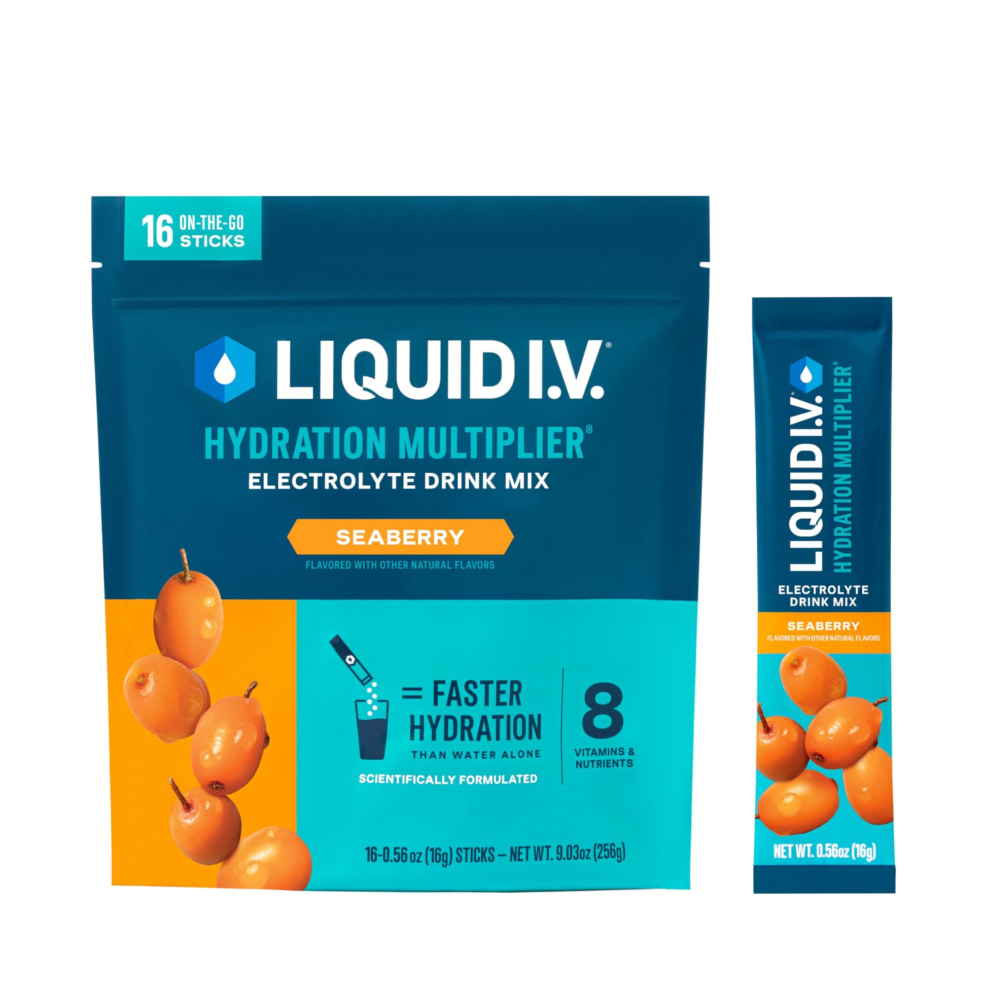 Liquid I.V.® Hydration Multiplier - Seaberry | Electrolyte Powder Drink Mix | 1 Pack (16 Servings) Liquid I.V. buy supplements canada