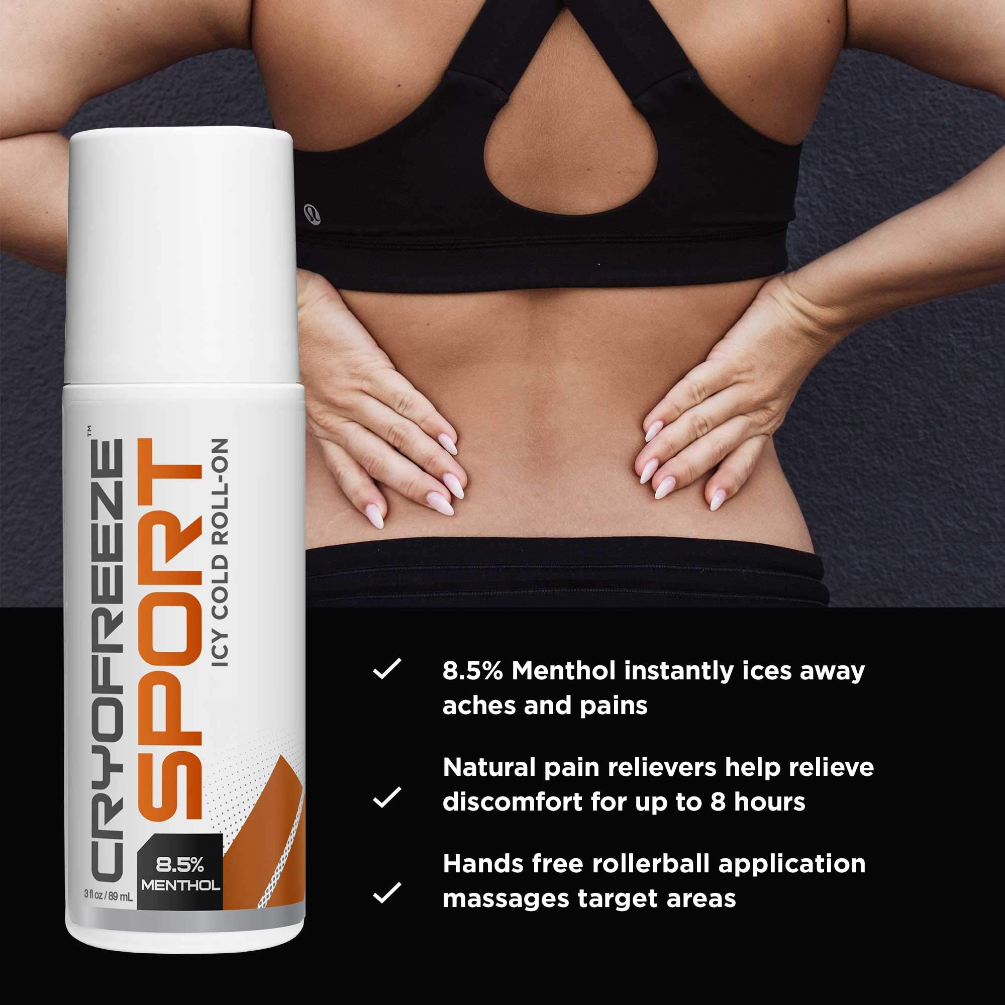 OMAX 3 Bottles CryoFreeze Sport ICY Cold Pain Relief Roll-On, 8.5% Menthol, Natural Pain Relief - 3 Bottles (3 oz Each) OMAX buy supplements canada