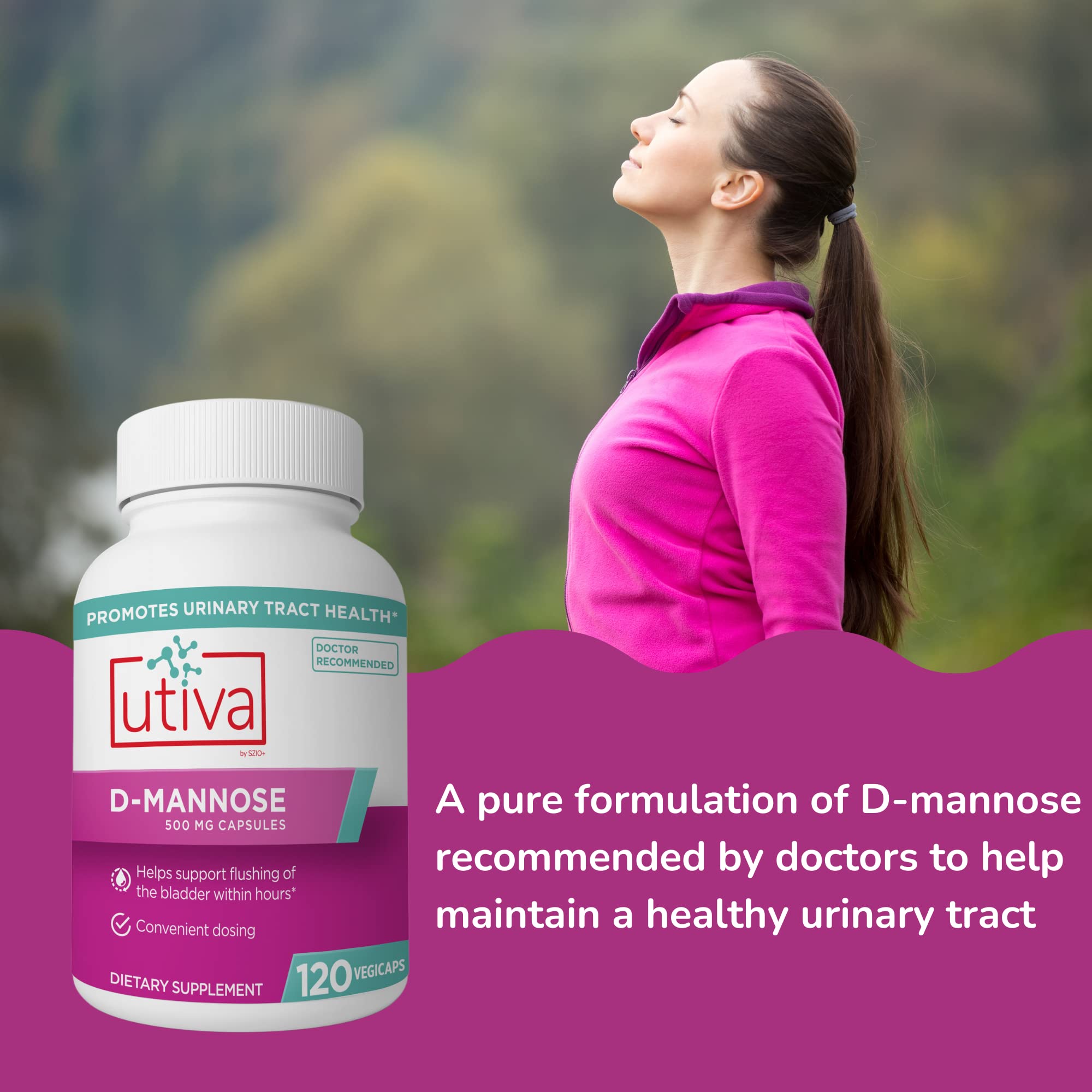 Szio+ Utiva D-Mannose 500mg Capsules – Naturally Flush The Bladder and Urinary Tract – UTI Avoidance – D Mannose Supplements for Women – Supports Urinary Tract Infection Treatments, 120 Capsules Szio+ buy supplements canada