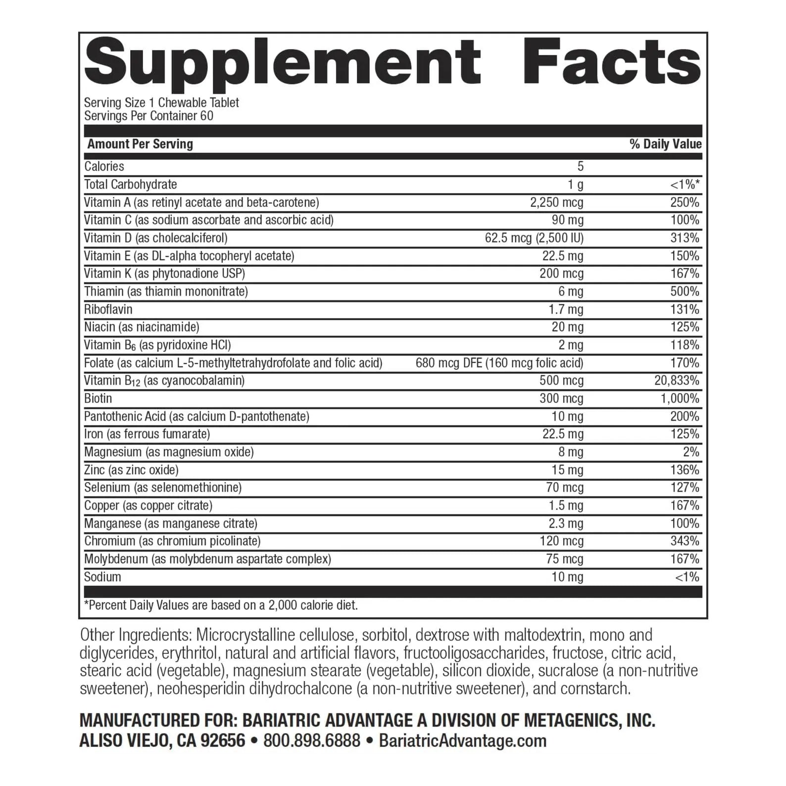 Bariatric Advantage Chewable High ADEK with Iron - for Bariatric Patients - High Potency Vitamin A, D, E & K - Includes B-Vitamins Bariatric Advantage buy supplements canada