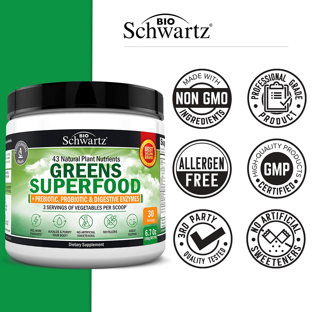 Super Greens Powder Superfood - Greens Powder with Probiotics Prebiotics Digestive BioSchwartz buy supplements canada