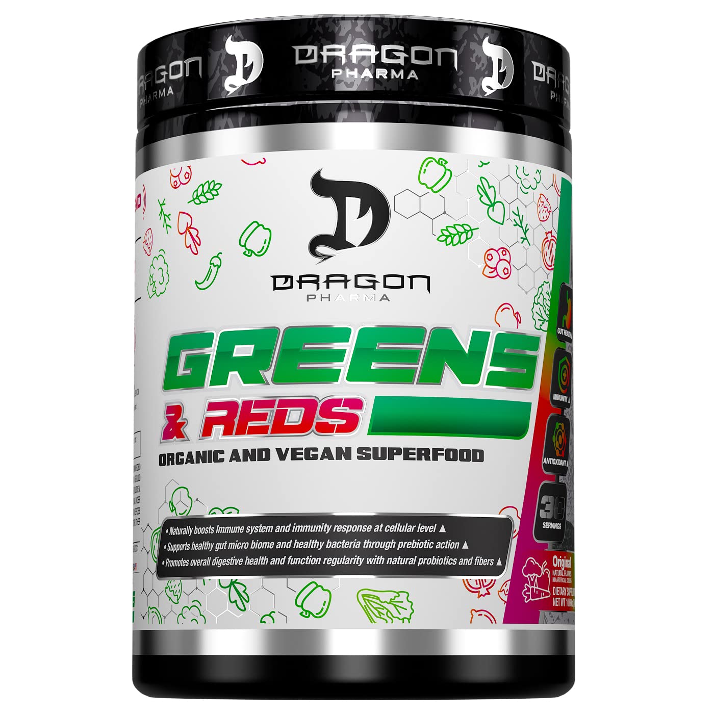 DRAGON PHARMA Greens and Reds, Over 23 Nutritious Superfoods, Reds and Vegetables, Optimal Health and Wellness (30 Servings, Original) DRAGON PHARMA buy supplements canada