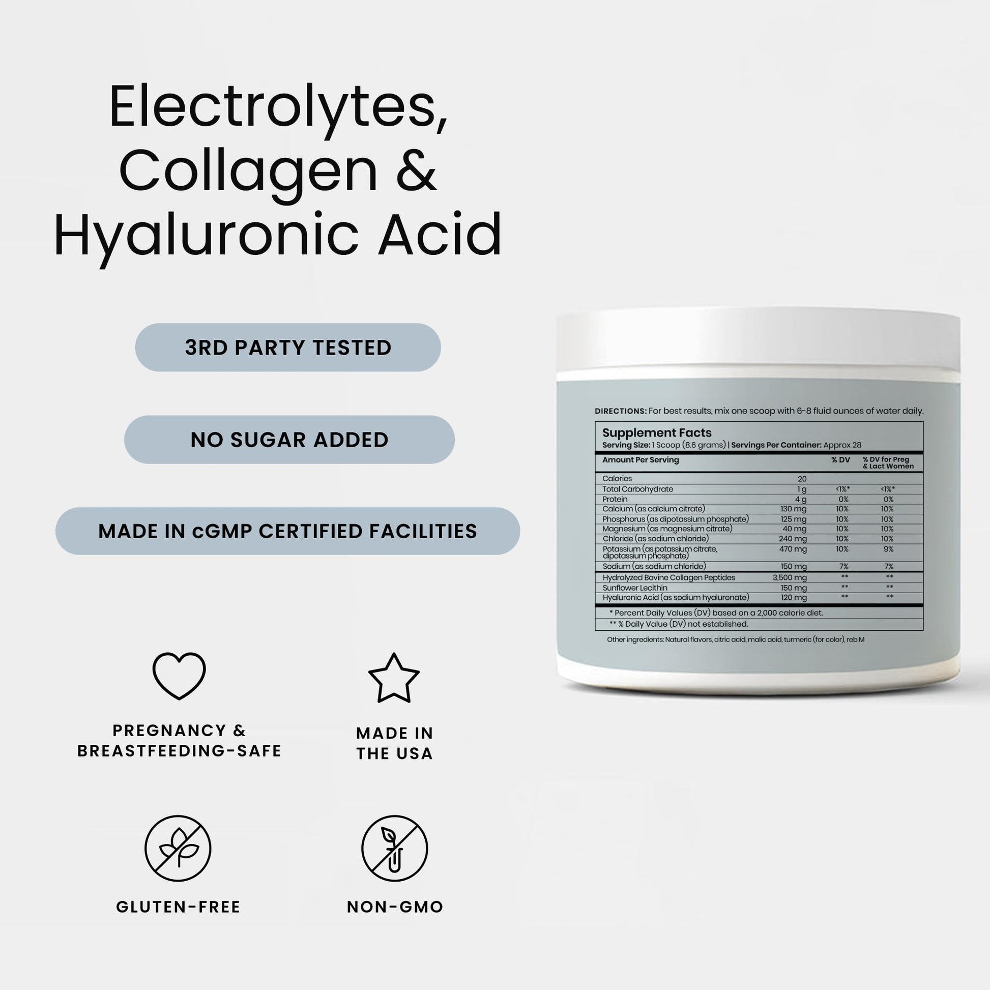 Perelel Hydration Powder, Electrolyte Supplement with Collagen & Hyaluronic Acid, Mango Lemonade Flavor, Soy & Gluten Free, Non GMO, No Added Sugar, 28 Servings Perelel buy supplements canada