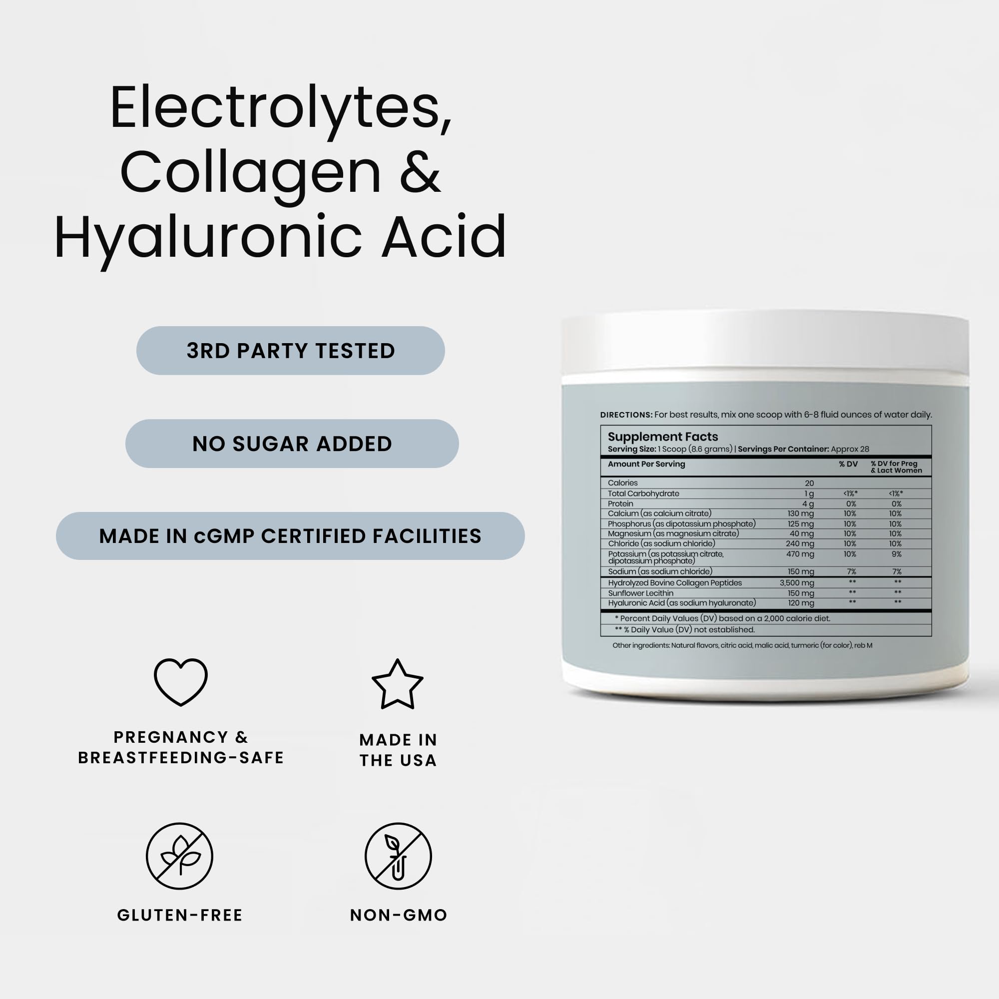 Perelel Hydration Powder, Electrolyte Supplement with Collagen & Hyaluronic Acid, Mango Lemonade Flavor, Soy & Gluten Free, Non GMO, No Added Sugar, 28 Servings Perelel buy supplements canada