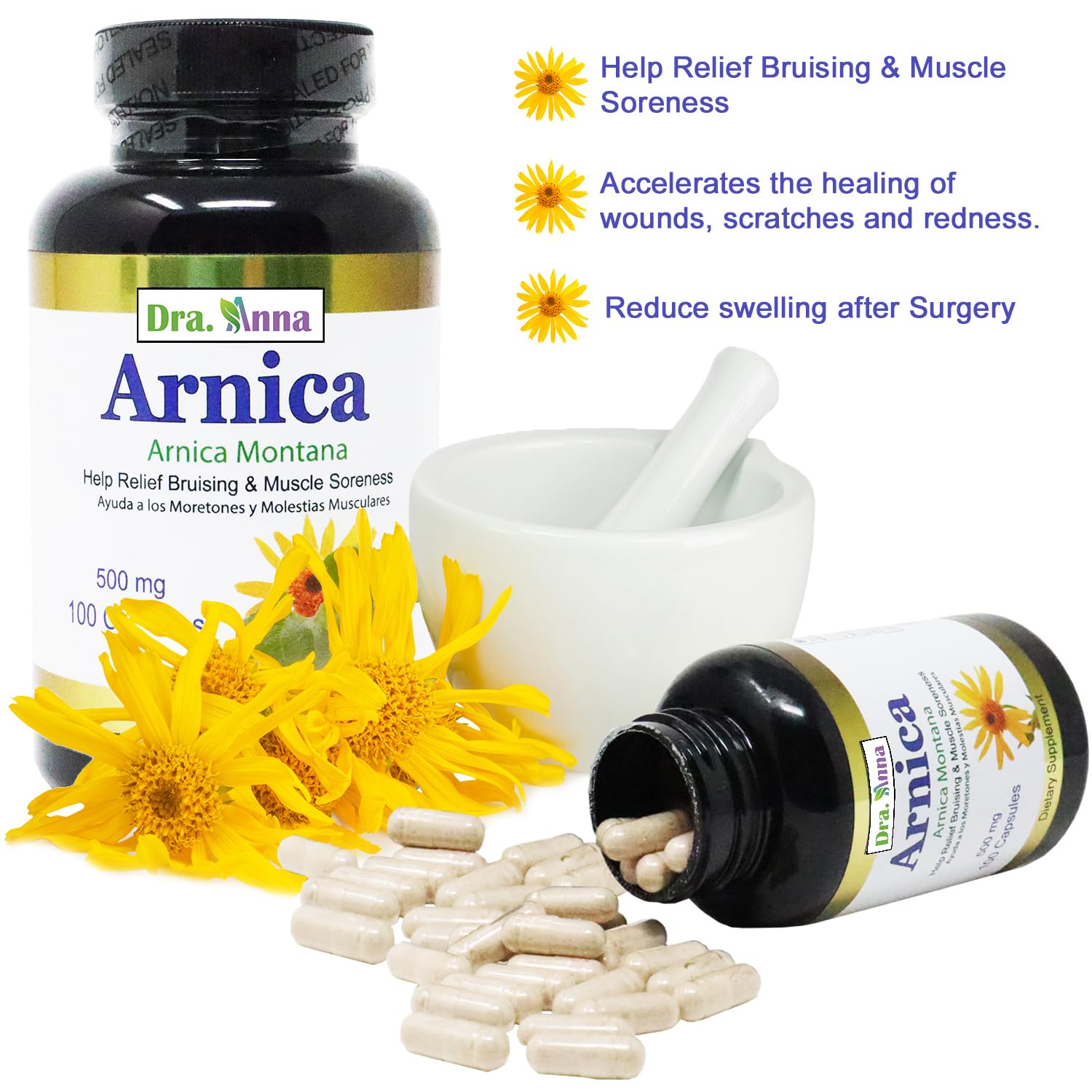 Arnica Montana Capsules 500mg 100 Capsules DRA. ANNA buy supplements canada