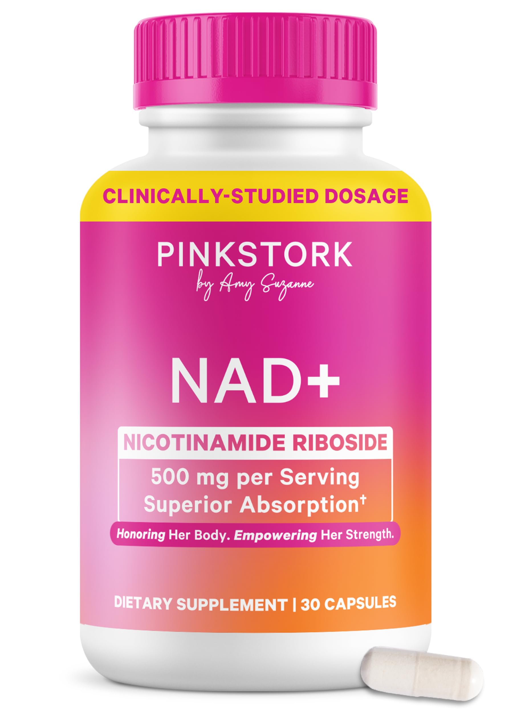 Pink Stork NAD+ Supplement for Women | 500mg Nicotinamide Riboside NR | Clinically-Studied Pure NMN Powder | Brain + Cognitive Support |Energy, Skin Essentials Over 30 | 1 Month Supply Pink Stork buy supplements canada