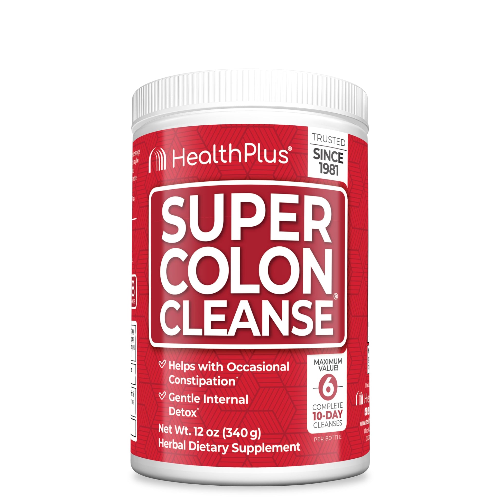 Health Plus Super Colon Cleanse, 12 oz Powder, 68 Servings - Natural Detox, Digestive Constipation Relief, Gentle Gut Cleanse with Psyllium Husk & Senna Leaf Health Plus buy supplements canada