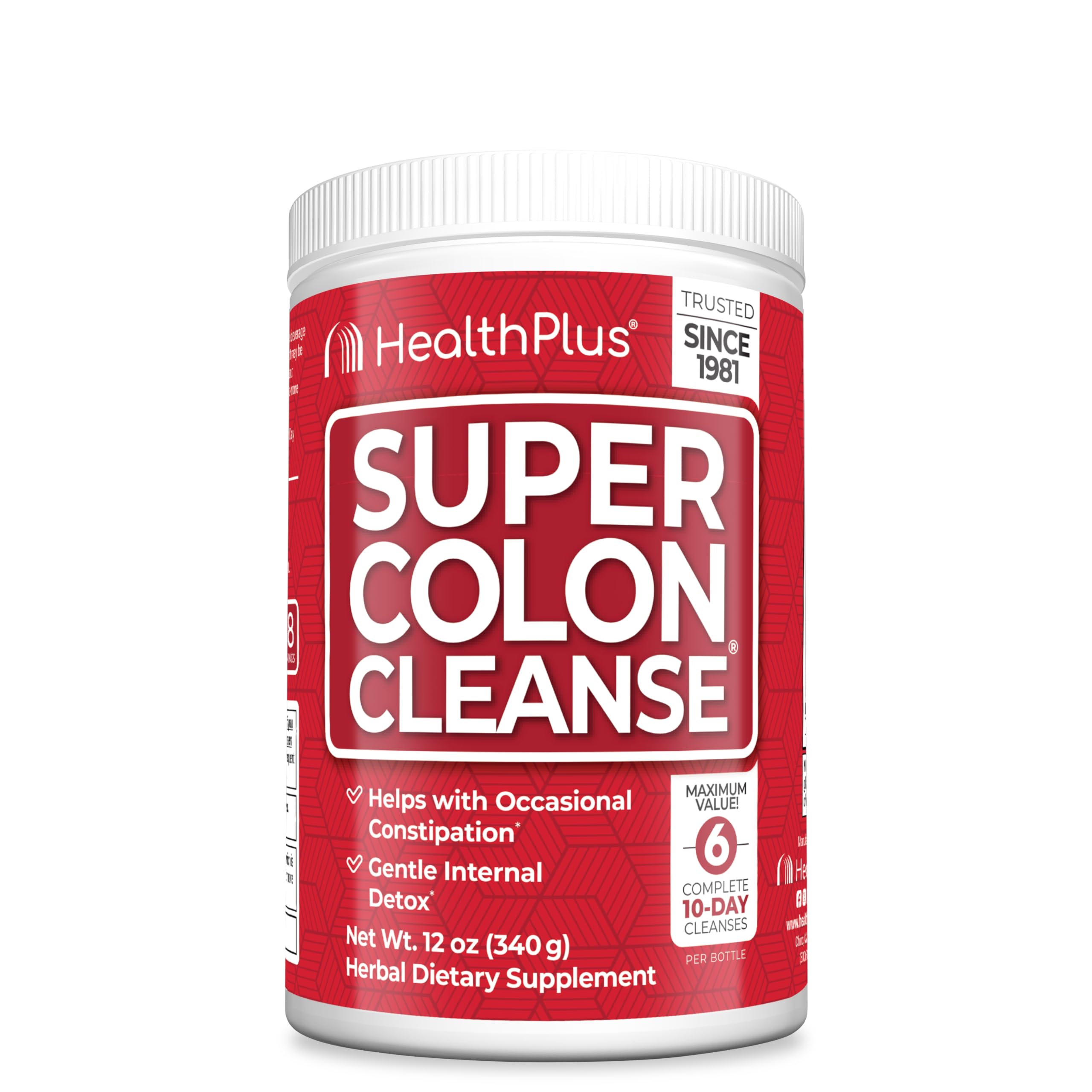 Health Plus Super Colon Cleanse, 12 oz Powder, 68 Servings - Natural Detox, Digestive Constipation Relief, Gentle Gut Cleanse with Psyllium Husk & Senna Leaf Health Plus buy supplements canada