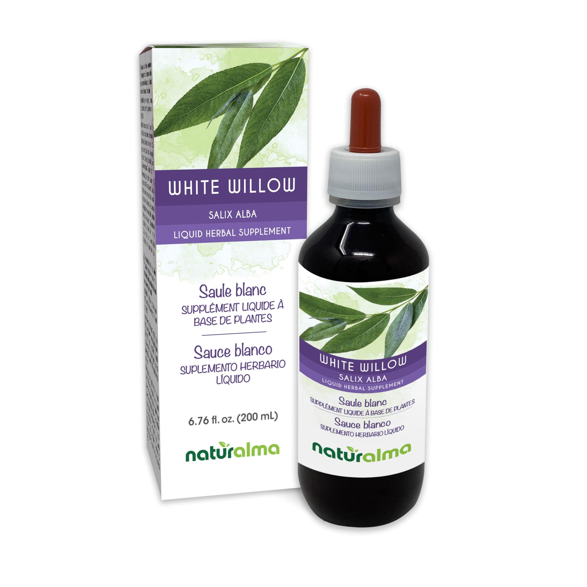 Naturalma White Willow (Salix alba) bark Alcohol-Free Tincture - 6.76 fl oz Liquid Extract in Drops - Herbal Supplement - Vegan Naturalma buy supplements canada