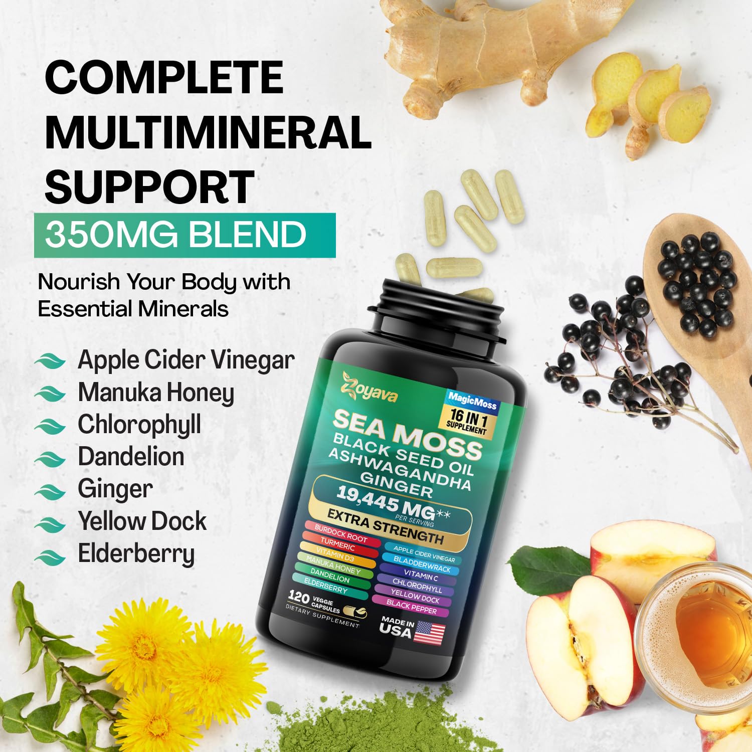 Zoyava Sea Moss 7000mg Black Seed Oil 4000mg Ashwagandha 2000mg Turmeric Zoyava buy supplements canada
