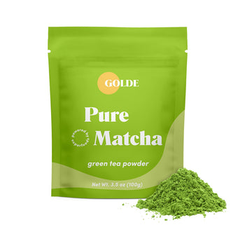 GOLDE - Pure Matcha - Ceremonial Grade Matcha Powder - Green Tea Superfood w/L-Theanine & Antioxidants - 60mg Caffeine - Jitter Free Energy - 100g Pouch GOLDE buy supplements canada