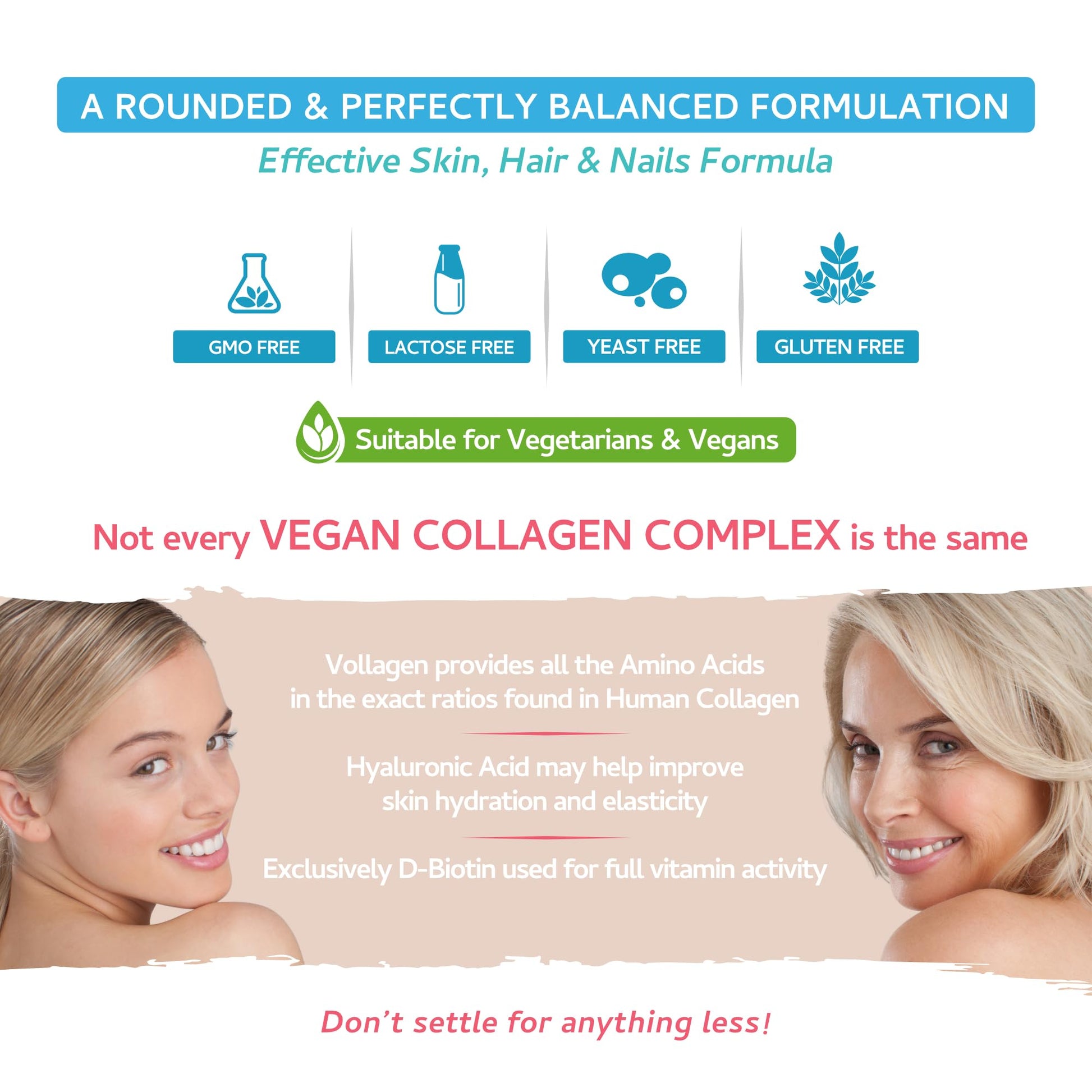 Vegan Collagen & Hyaluronic Acid Complex - 60 Capsules - Effective Skin, Hair & Nails Formula with 500mg swiss bioenergetics buy supplements canada
