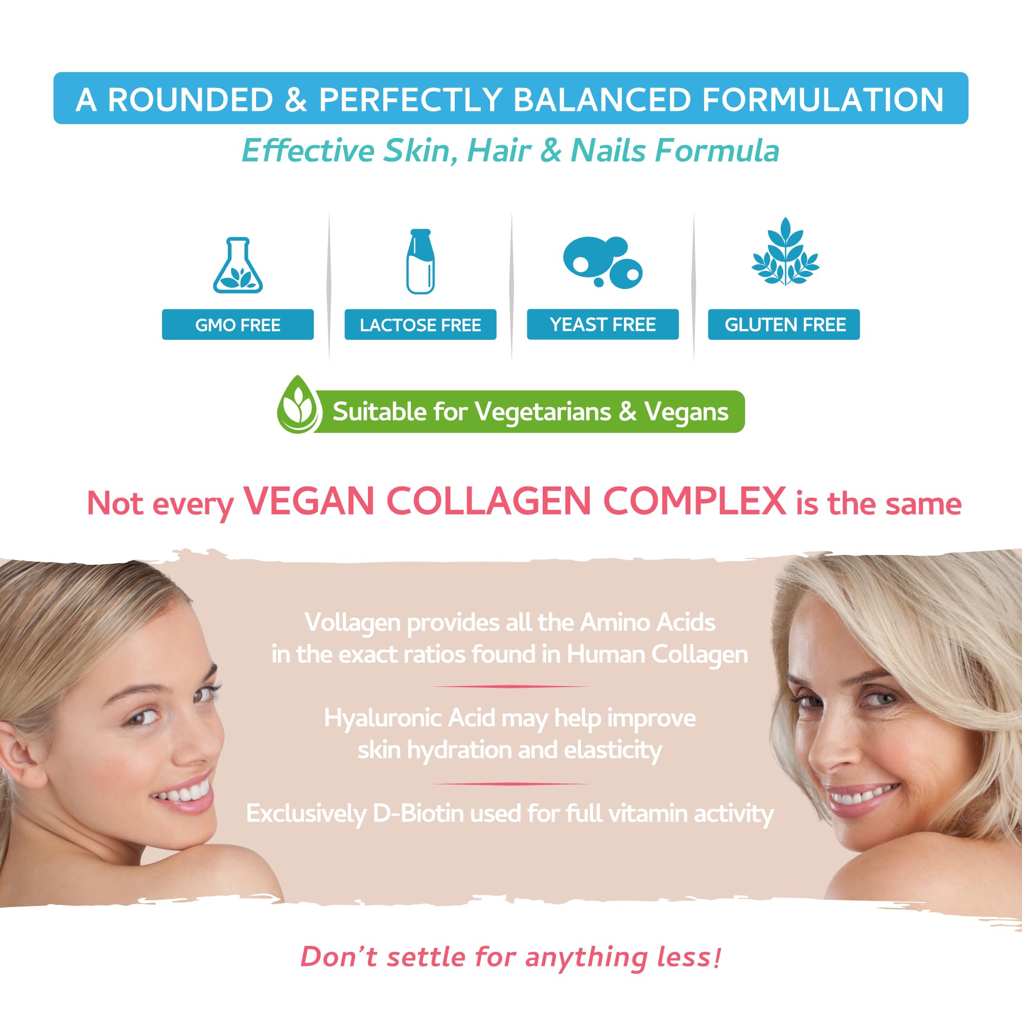 Vegan Collagen & Hyaluronic Acid Complex - 60 Capsules - Effective Skin, Hair & Nails Formula with 500mg swiss bioenergetics buy supplements canada