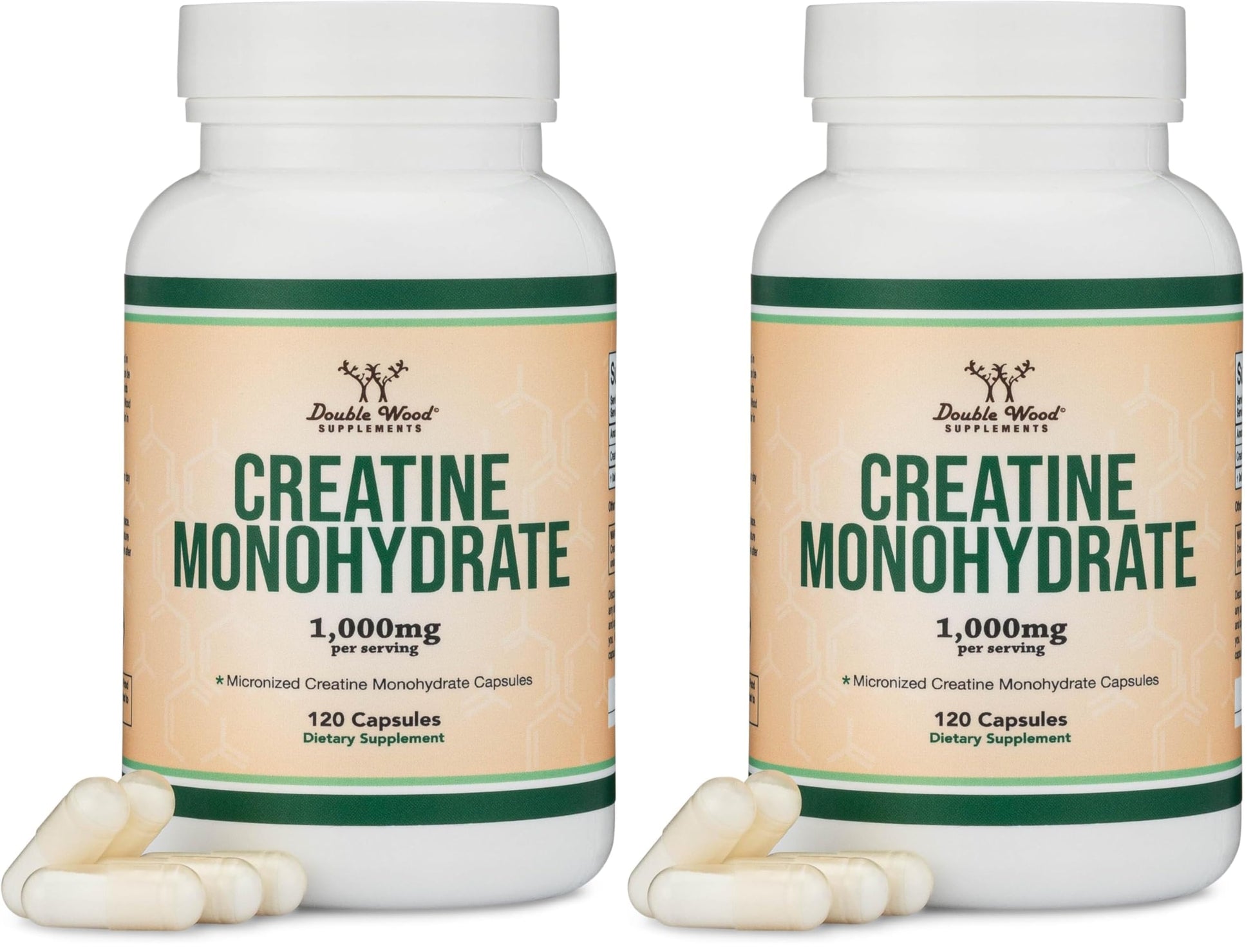 Creatine Monohydrate Capsules - 1g per Serving, 120 Count - No Fillers, Vegan Safe, Non-GMO, Gluten Free by Double Wood (Pack of 2) Double Wood Supplements buy supplements canada