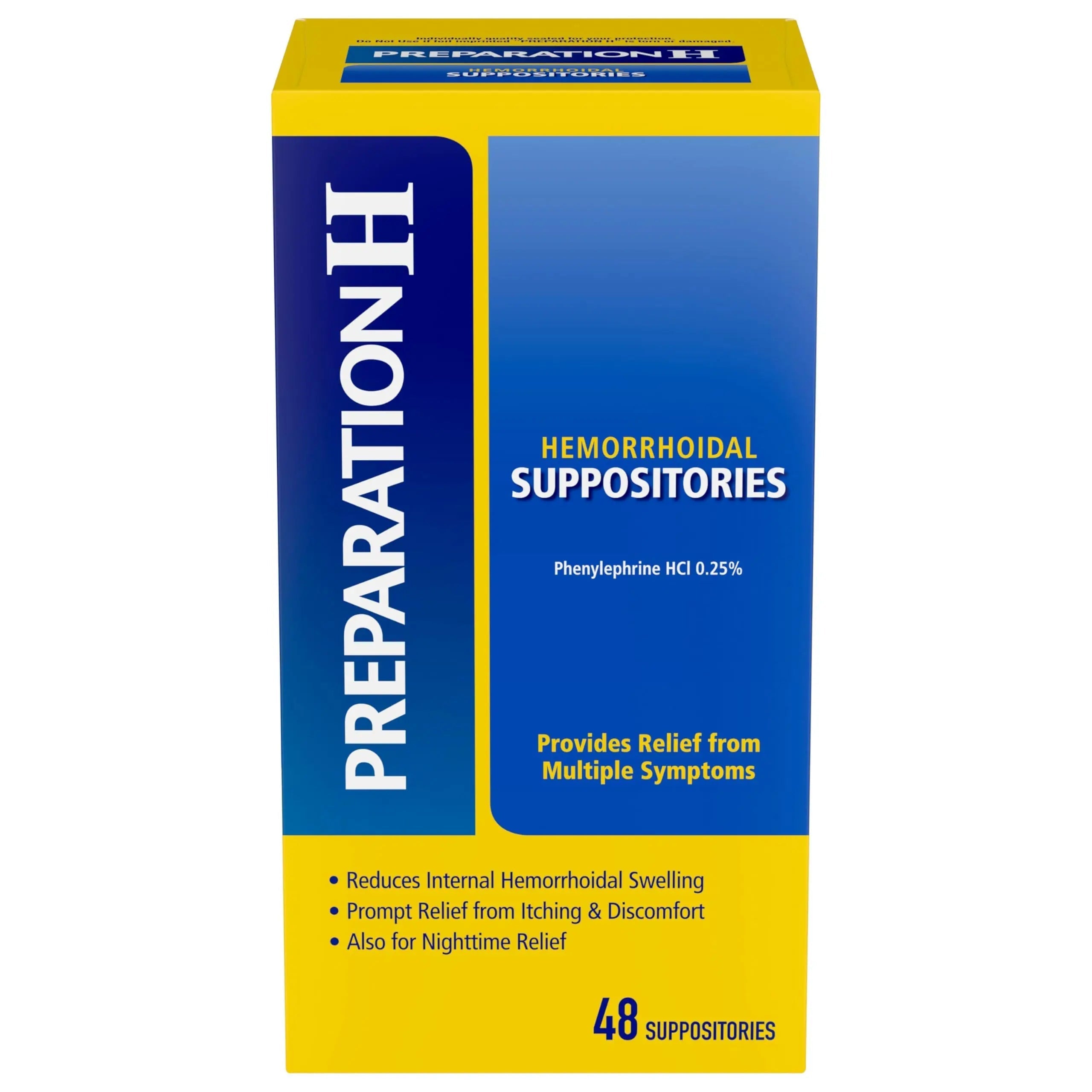 PREPARATION H Hemorrhoid Symptom Treatment Suppositories, Burning, Itching and Discomfort Relief (48 Count) Preparation H buy supplements canada