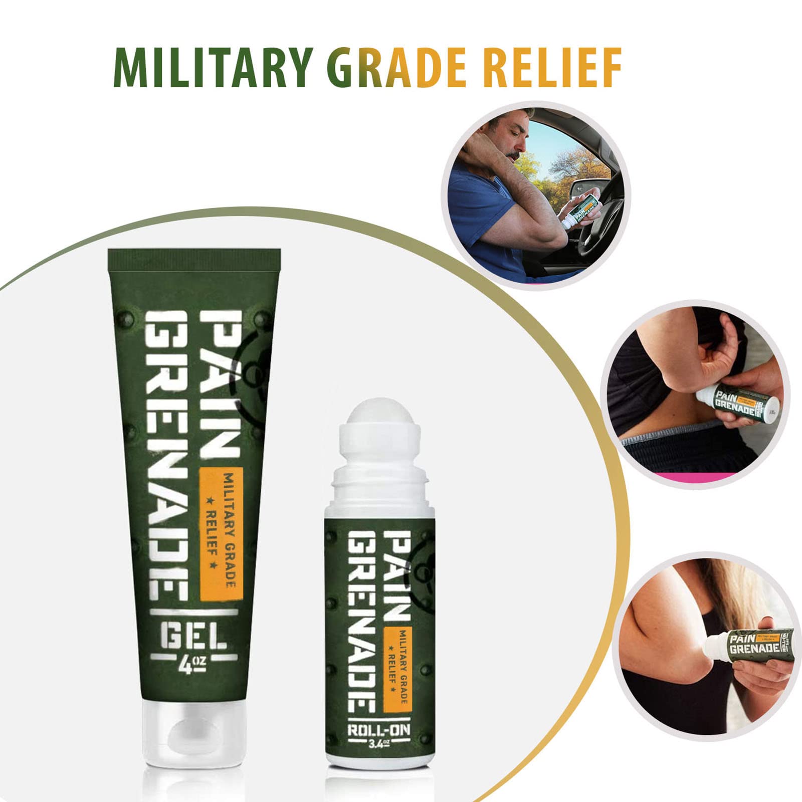 Plant Powered Roll-On Gel by Pain Grenade - Cooling and Warming Gel with Arnica, Menthol, Camphor, Glucosamine, and Other All Natural Botanicals - 3 - Pack M PAIN MANAGEMENT TECHNOLOGIES buy supplements canada