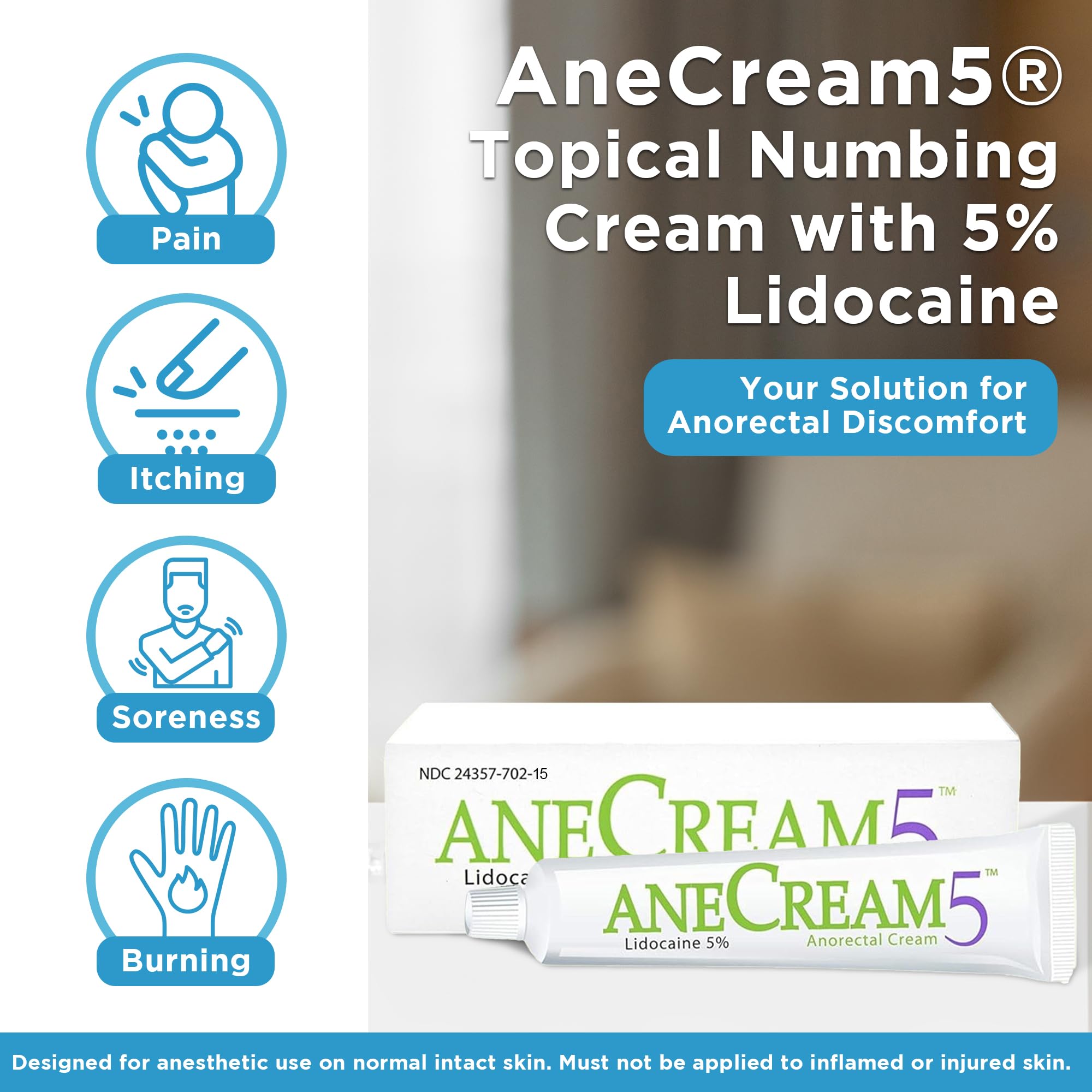 AneCream5-5% Lidocaine Numbing Cream - Maximum OTC Strength, Medical Grade Numbing Cream, Topical Anesthetic Lidocaine for Local & Anorectal Uses, Hemorrhoid Cream (0.5 oz/15 g) AneCream buy supplements canada