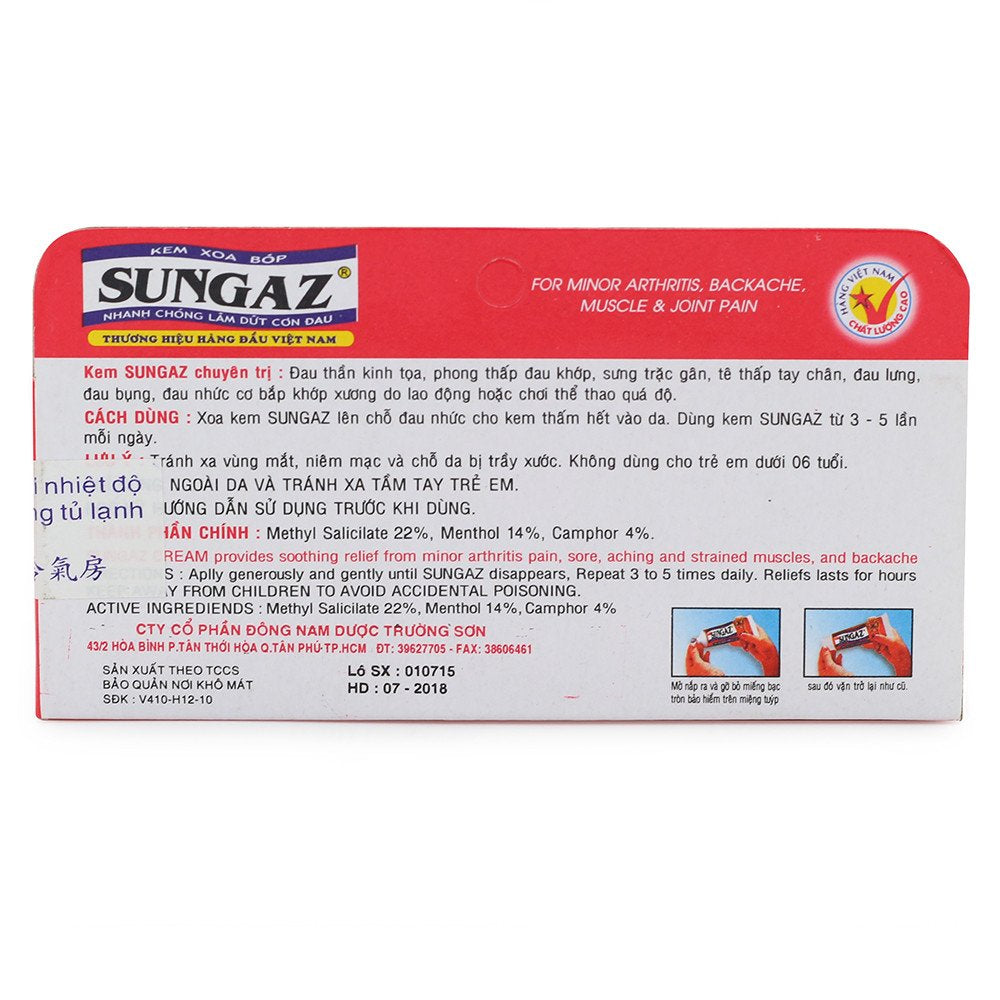 30g Vietnam Sungaz Rapid Pain Relief Yamano Relieve Pain Balm Analgesic Cream Rheumatoid Arthritis Bone Spurs Frozen Shoulde madamtick buy supplements canada