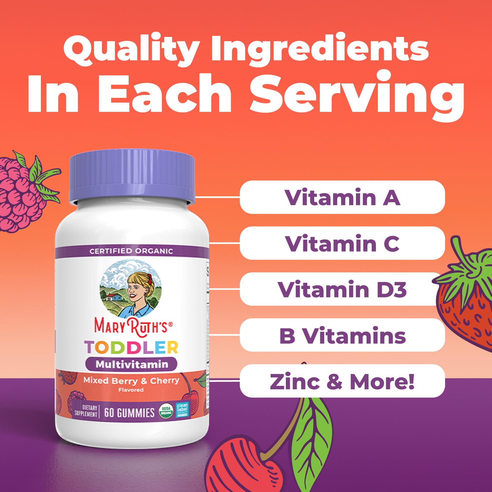 MARYRUTH'S Organic Toddler Multivitamin Gummies | Ages 4+ | Vitamin A, C, D, E, B6, B12, Biotin, Iodine, Zinc | Immunity | Bone & Teeth Health MARYRUTH'S buy supplements canada