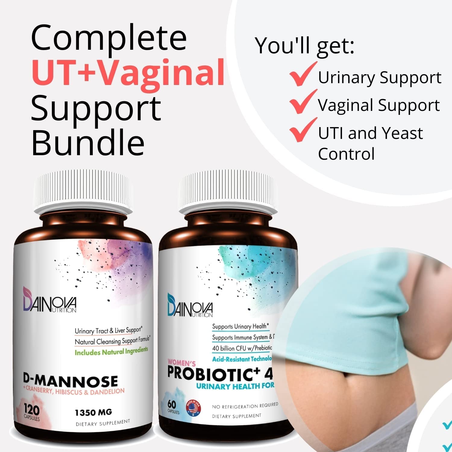 Dainova Nutrition D Mannose Capsules and Probiotics for Women Bundle I Urinary Tract Dainova Nutrition buy supplements canada
