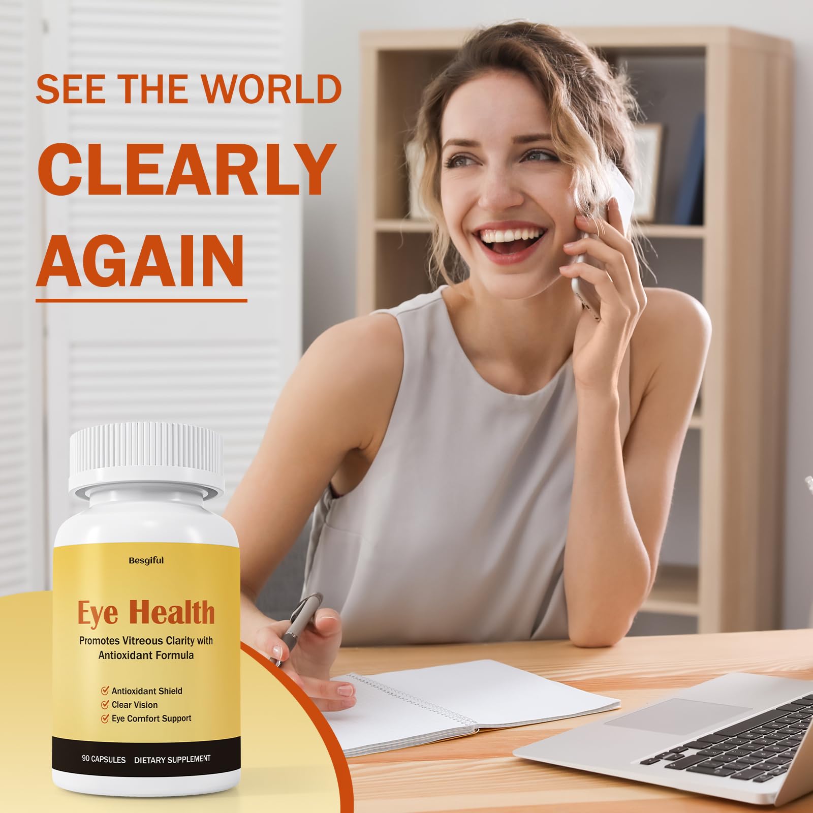 Besgiful Eye Supplement for Vitreous Health, Promotes Clear Vision, Improves Eye Strain & Dryness, Reduces Squiggly Lines, Eye Degeneration, Clear Eye Support, 90 Vegan Capsules Besgiful buy supplements canada