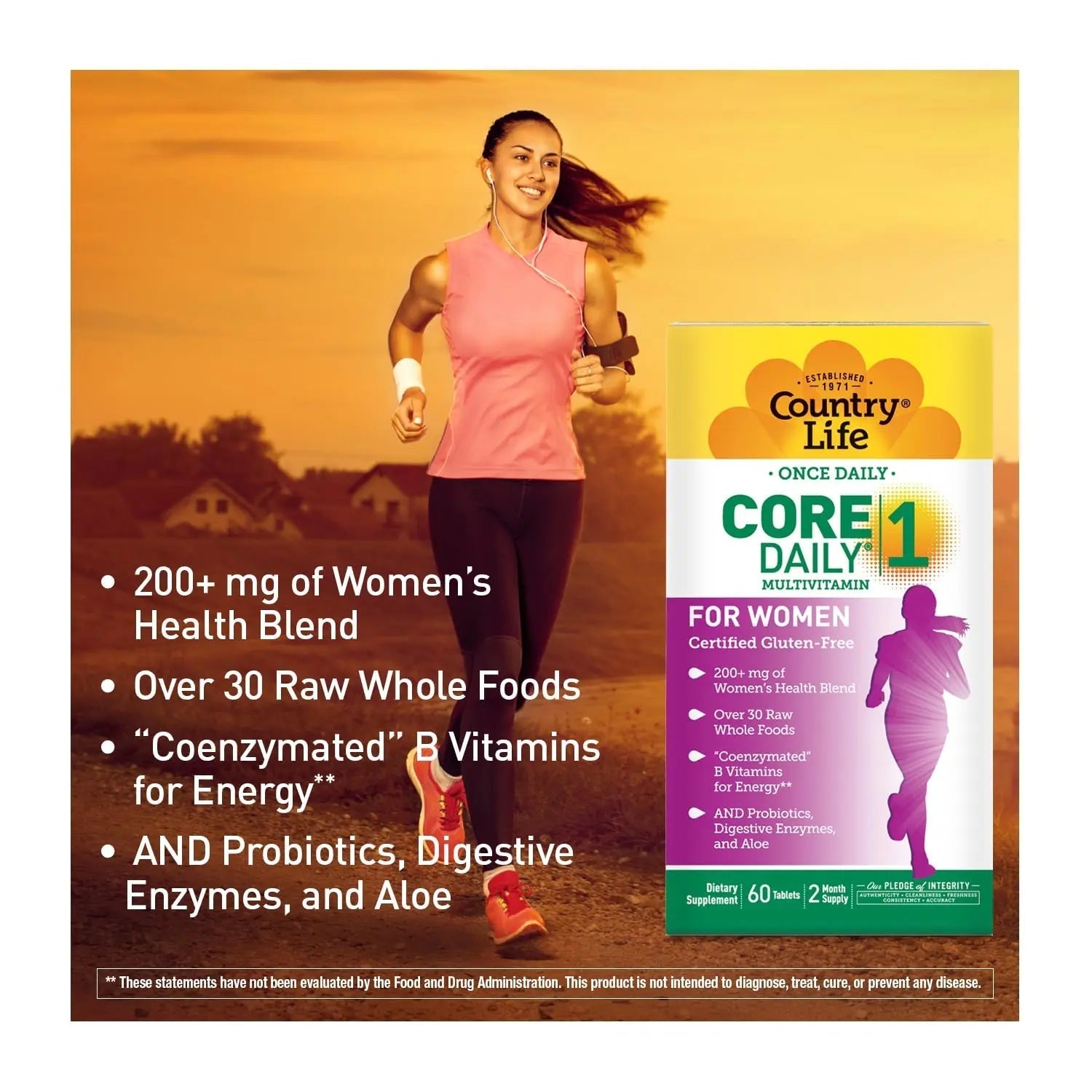 Country Life Women’s Core 1 Daily Multivitamin with Iron, Cranberry, Probiotics, and Digestive Enzymes-Certified Gluten-Free Formula for Energy Country Life buy supplements canada