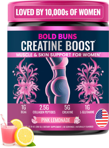 Bold Buns Creatine for Women – Supplement with Collagen & BCAA – Supports Muscle Development, Post-Workout Recovery, Skin Elasticity, Bold Buns buy supplements canada
