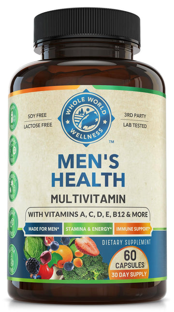 Whole World Wellness Mens Daily Multivitamin Multimineral Supplement for Energy, Focus, Stamina & Performance. Made for Men with 30+ Nutrients, Fruit & Energy Blend. Mens Vitamins, Made in The USA. WHOLE WORLD WELLNESS buy supplements canada