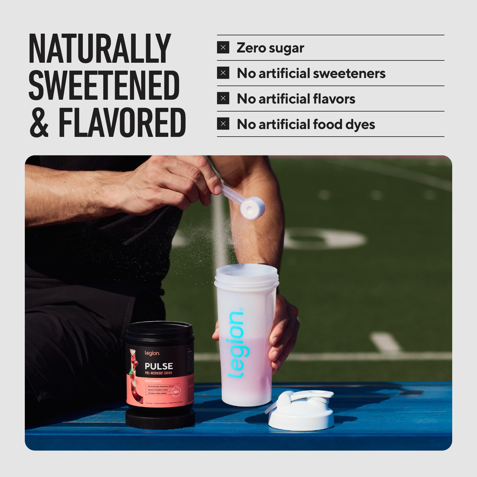 LEGION Pulse Pre Workout Supplement - All Natural Nitric Oxide Preworkout Drink to Boost Energy, Creatine Free, Naturally Sweetened, LEGION buy supplements canada