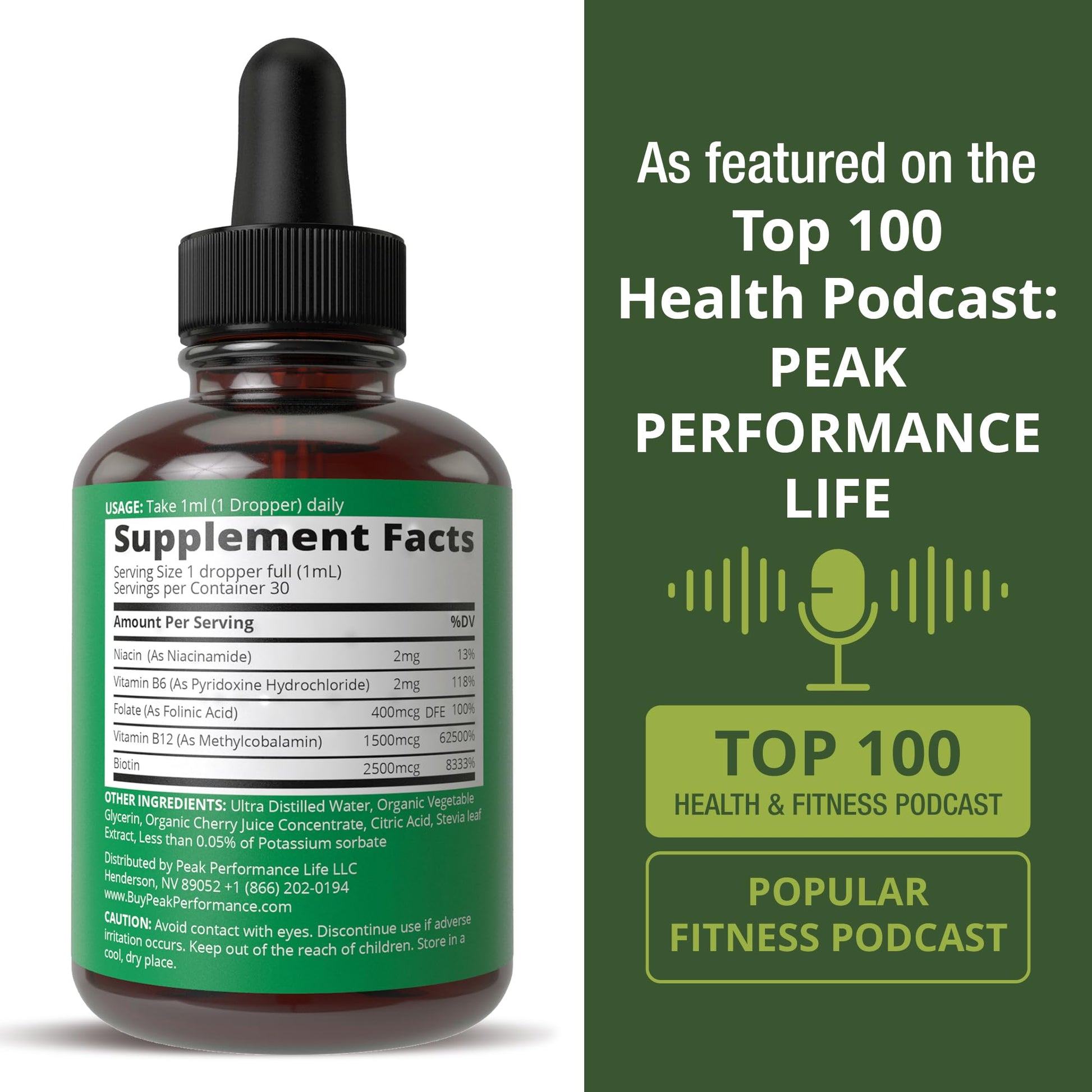 B Complex Liquid Drops Vegan Supplement. Best 5 B Vitamins with B3 Niacin, B6, B7 Biotin, B9 Folate, Methylcobalamin B12. B-Complex for Hair, Skin Nails, Energy. for Adults, Men, Women Peak Performance buy supplements canada