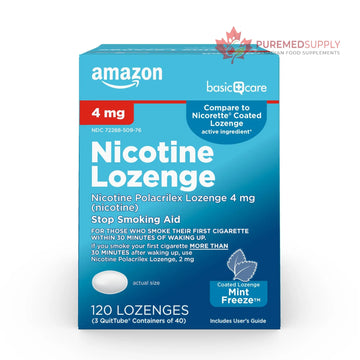 Amazon Basic Care Coated Ice Mint Nicotine Polacrilex Lozenges, 4 mg, Stop Smoking Aid, 120 Count Amazon Basic Care buy supplements canada