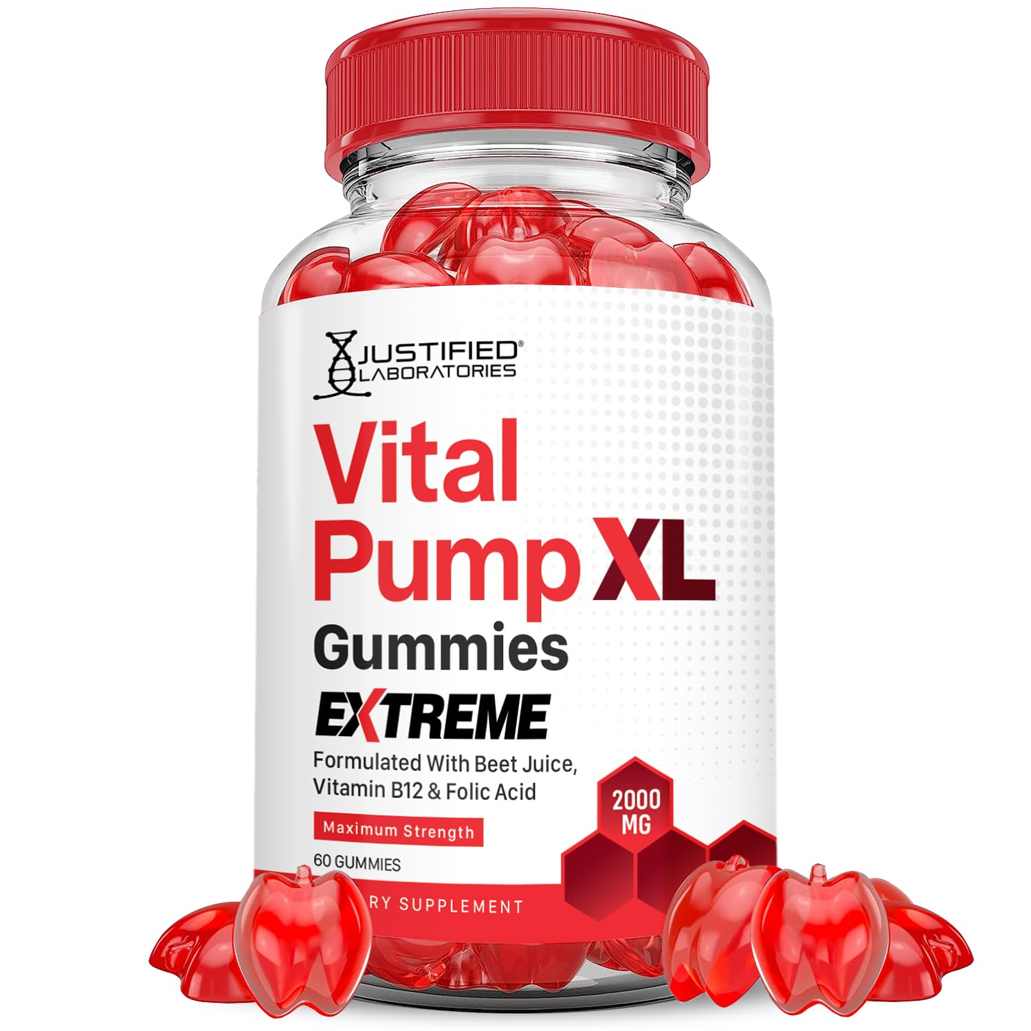 Justified Laboratories Vital Pump XL Extreme 2000MG Performance Gummies Vital PumpXL Advanced Formula Formulated with Beet Juice ACV Pomegranate Powder B12 Vegan Non GMO 60 Gummys Justified Laboratories buy supplements canada