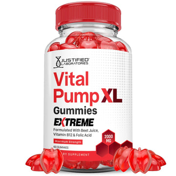 Justified Laboratories Vital Pump XL Extreme 2000MG Performance Gummies Vital PumpXL Advanced Formula Formulated with Beet Juice ACV Pomegranate Powder B12 Vegan Non GMO 60 Gummys Justified Laboratories buy supplements canada